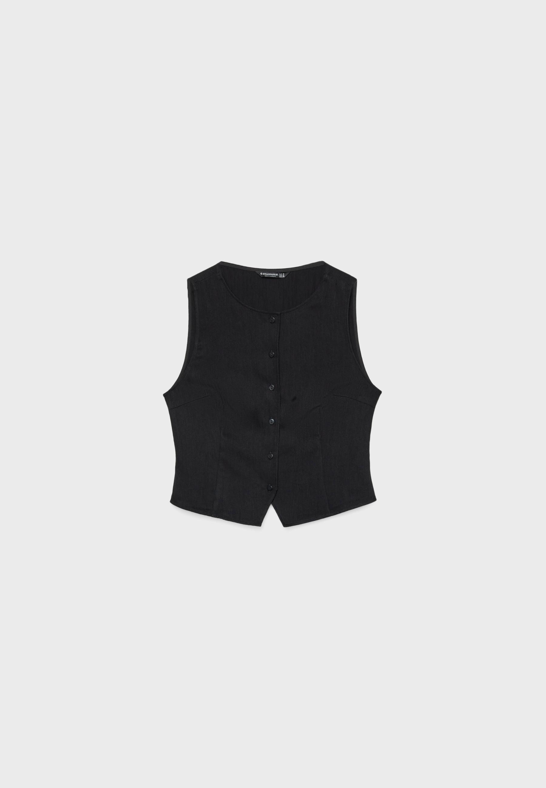 Regular buttoned waistcoat — Black