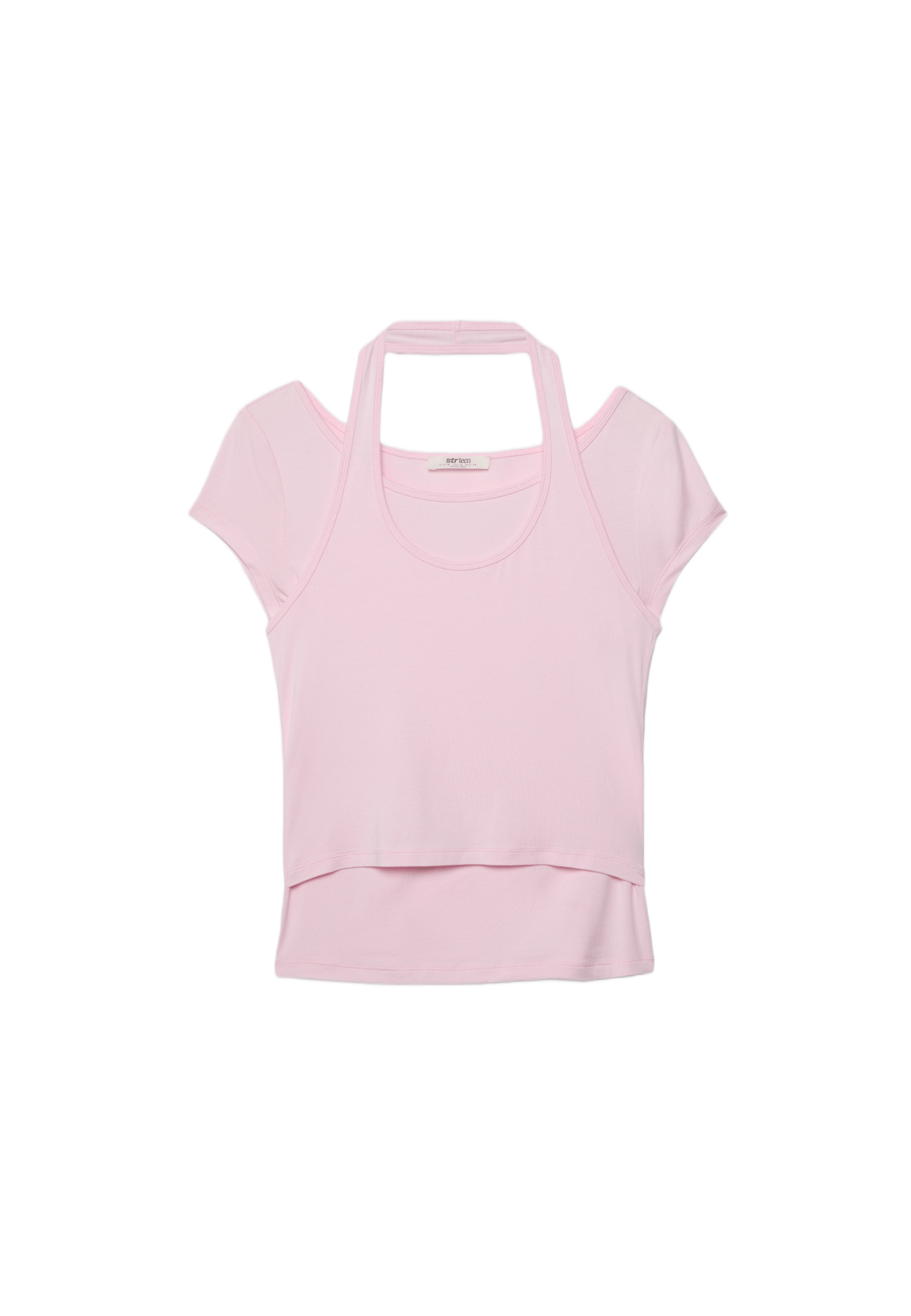 Double-layer short sleeve T-shirt — Pastel pink