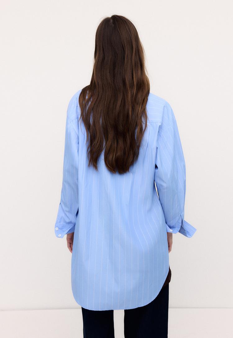 camicia lunga popeline a righe