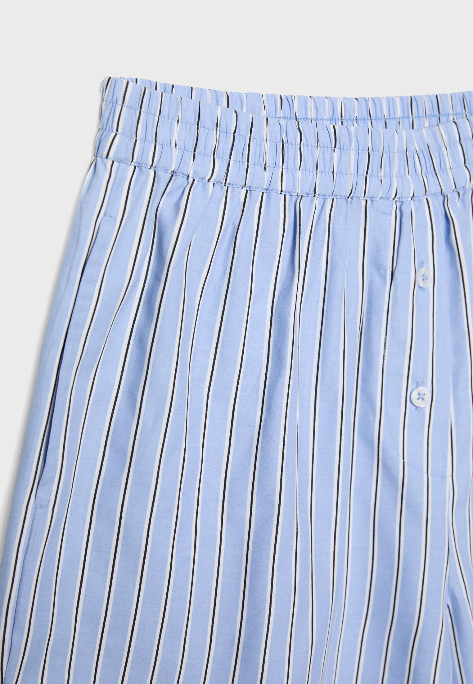 Striped poplin shorts with elasticated waistband — Sky blue
