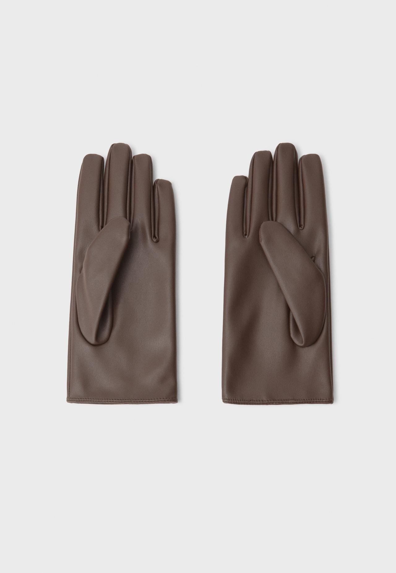 Basic leather effect gloves — Brown