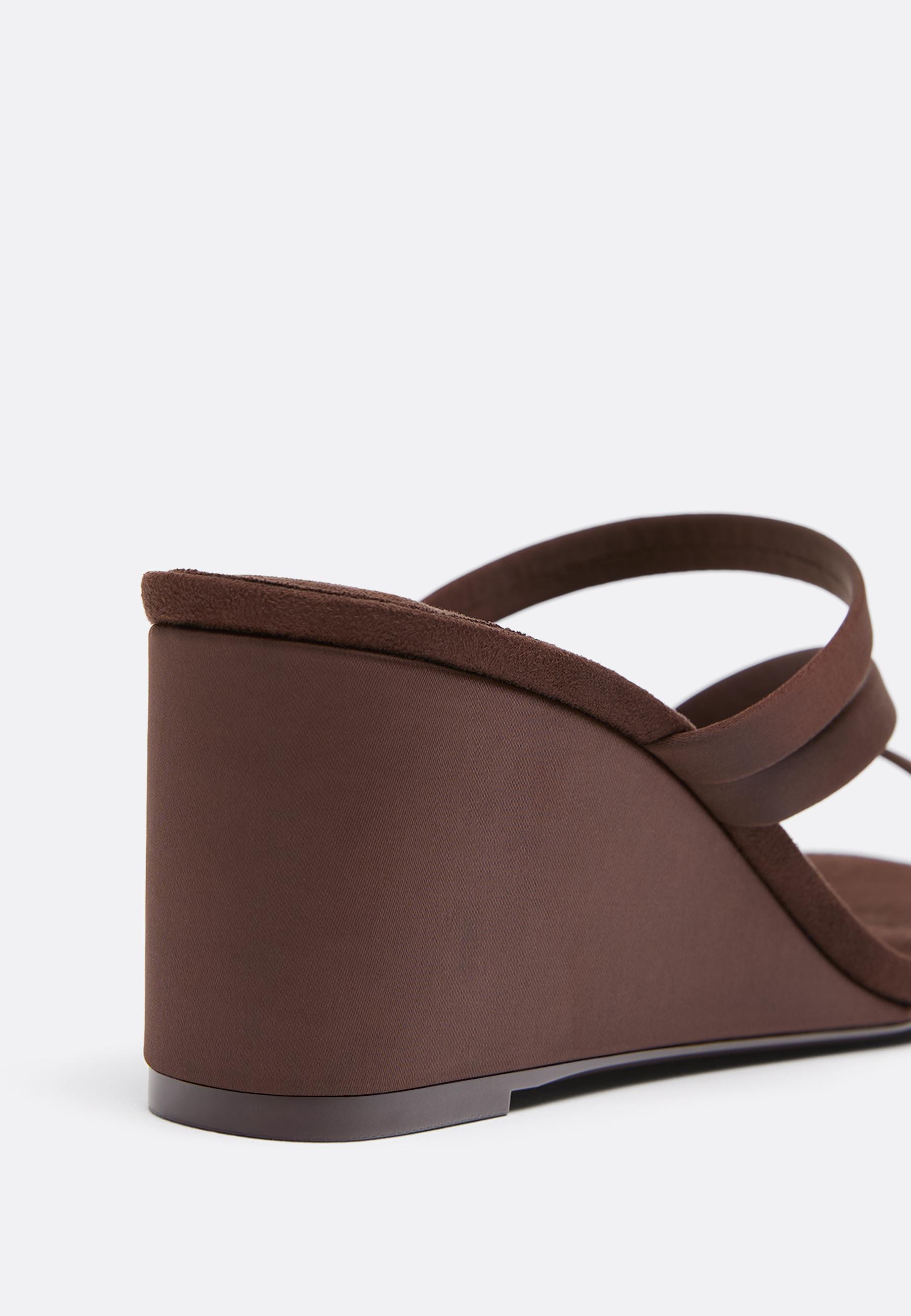 Wedge platform heeled sandals — BROWN