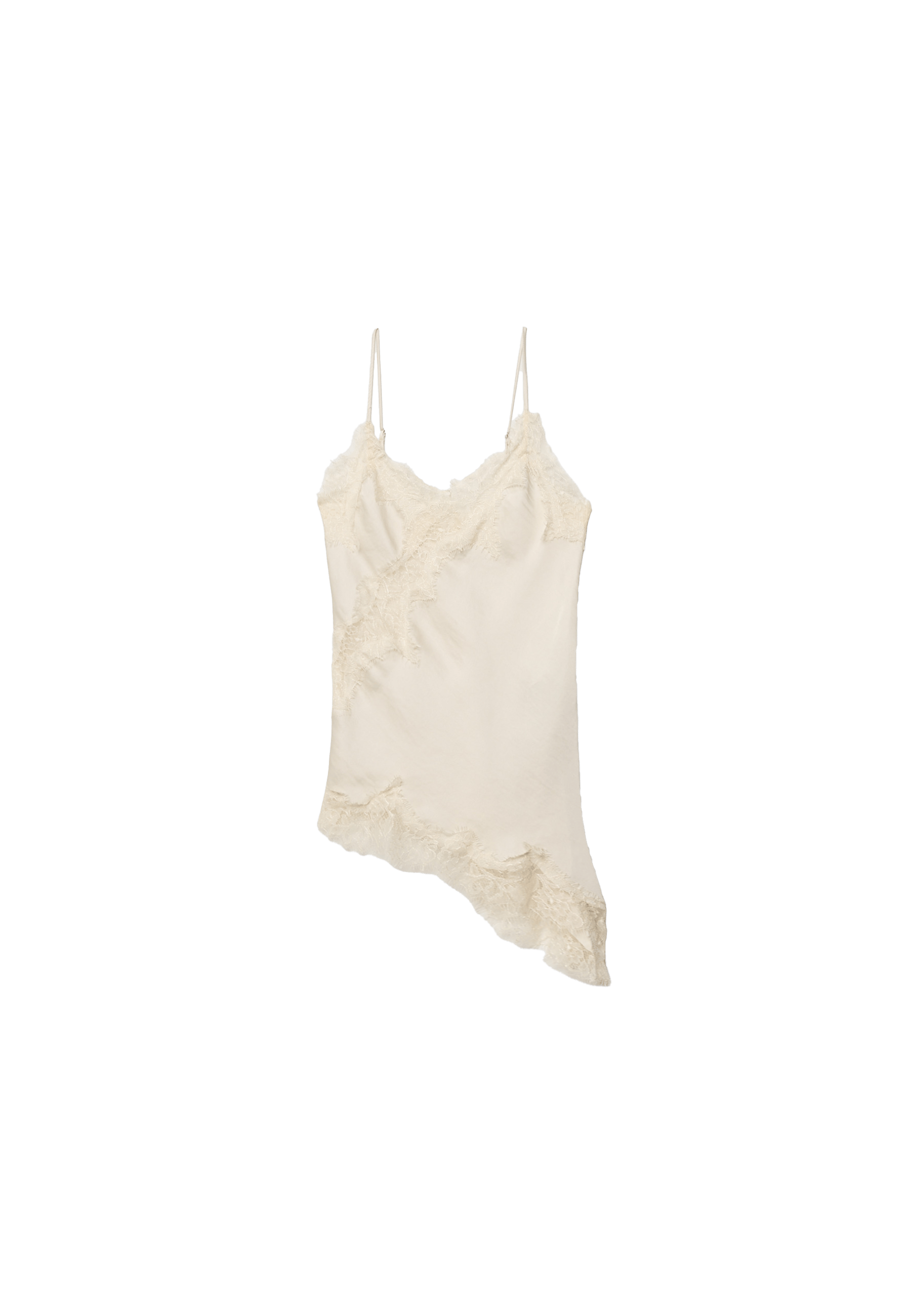 Asymmetric lace camisole top — Ecru