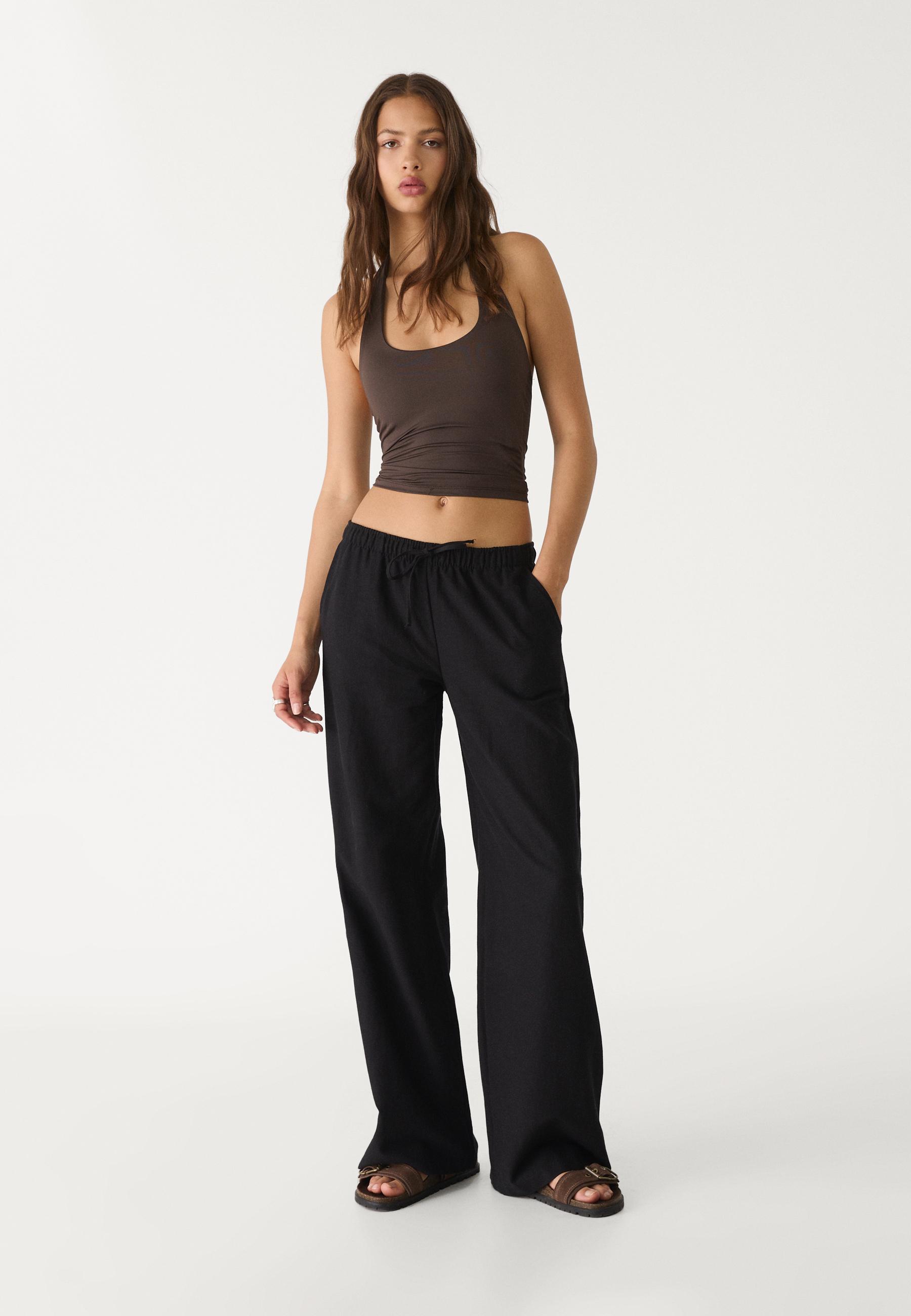 Pantalon lin avec cordons