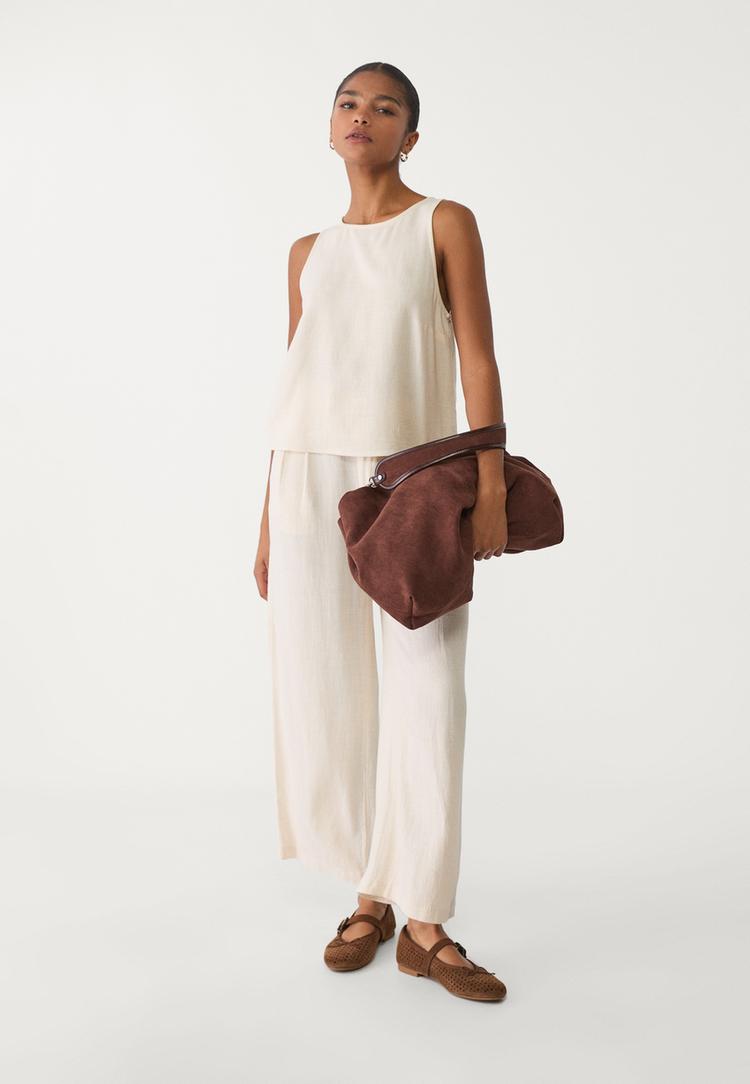 top nadadora fluido con lino