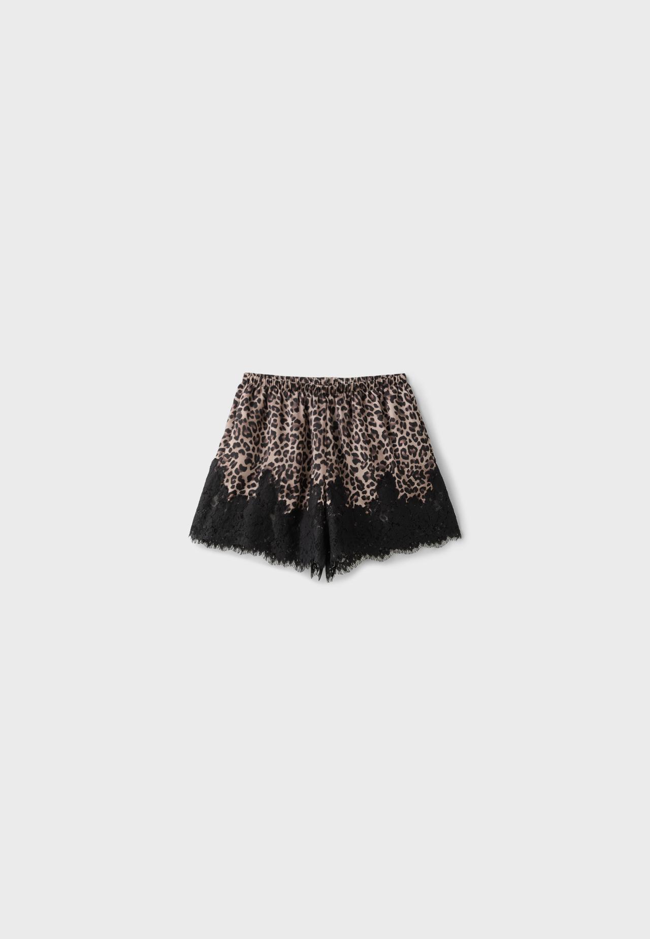Satin camisole shorts — Beige