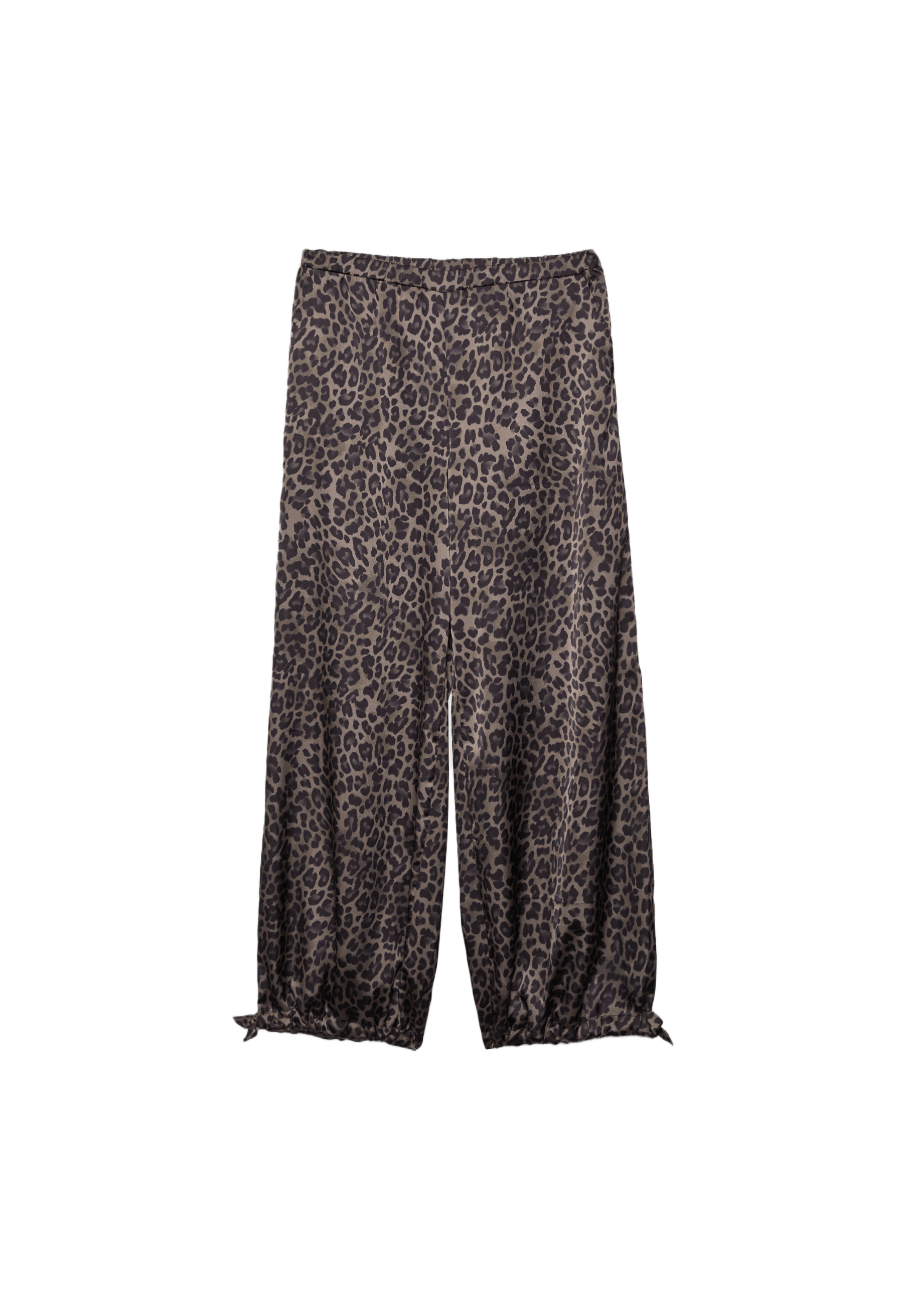 Printed flowing satin trousers — Mid beige