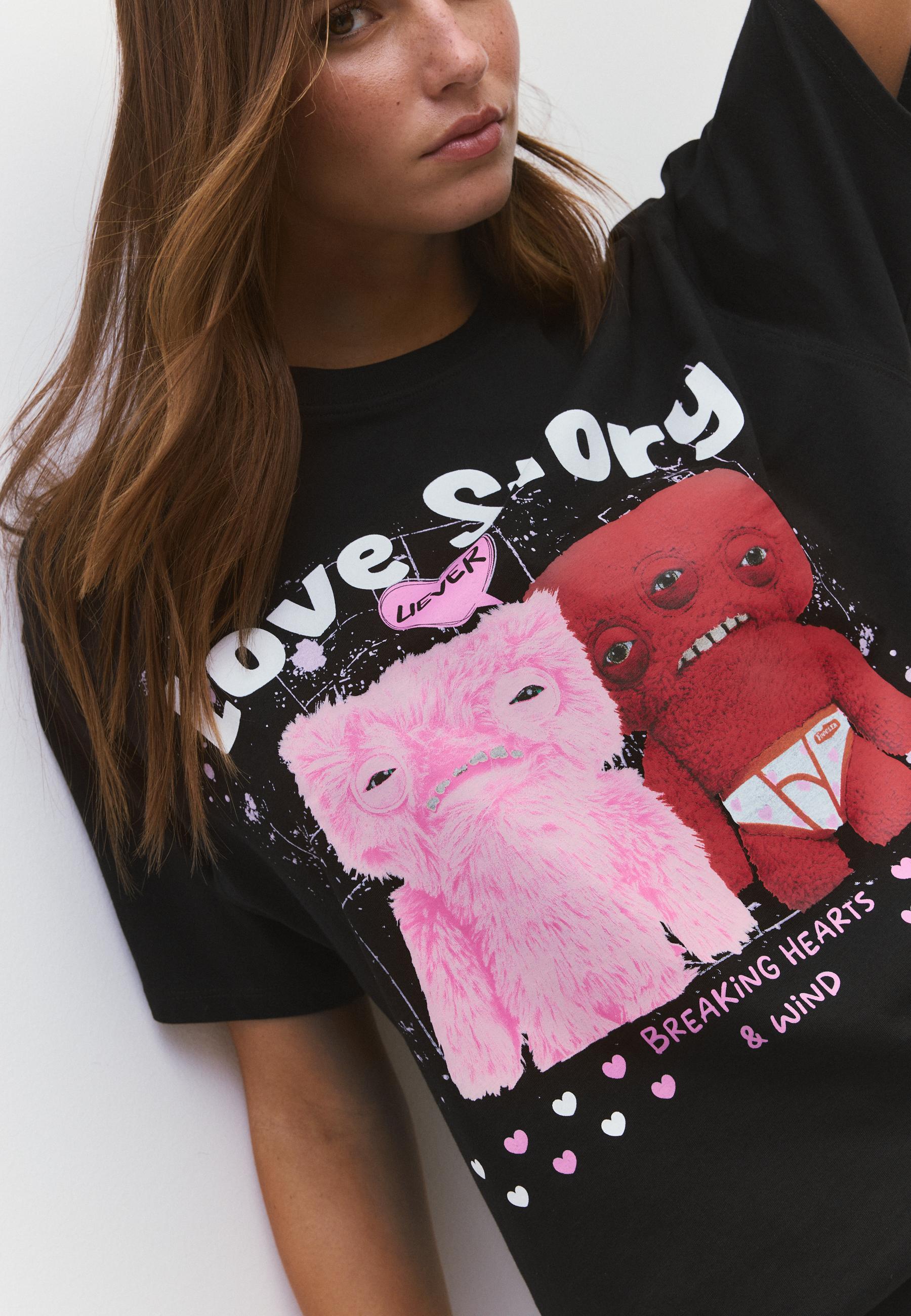Oversize printed T-shirt — Black