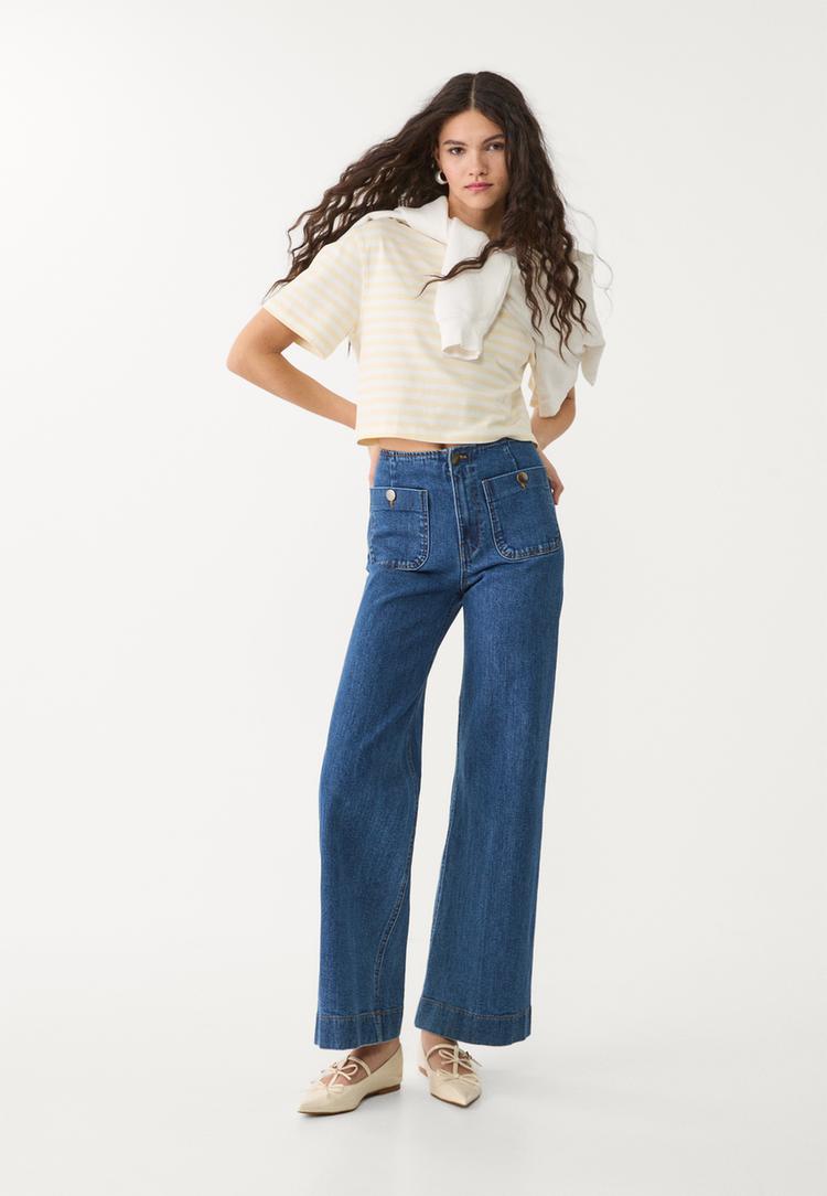 camiseta crop algodon rayas