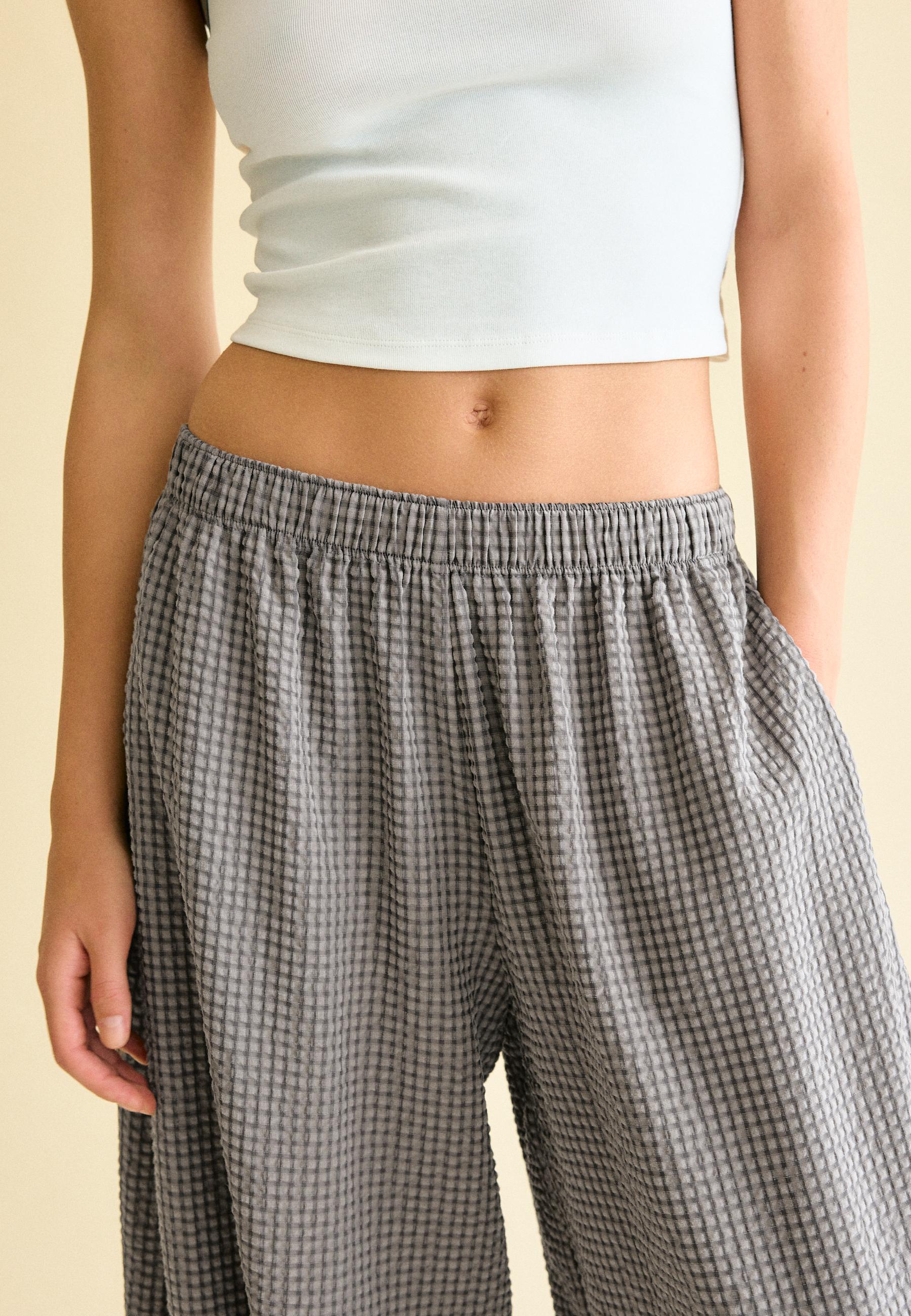 Check voluminous trousers — Dark grey