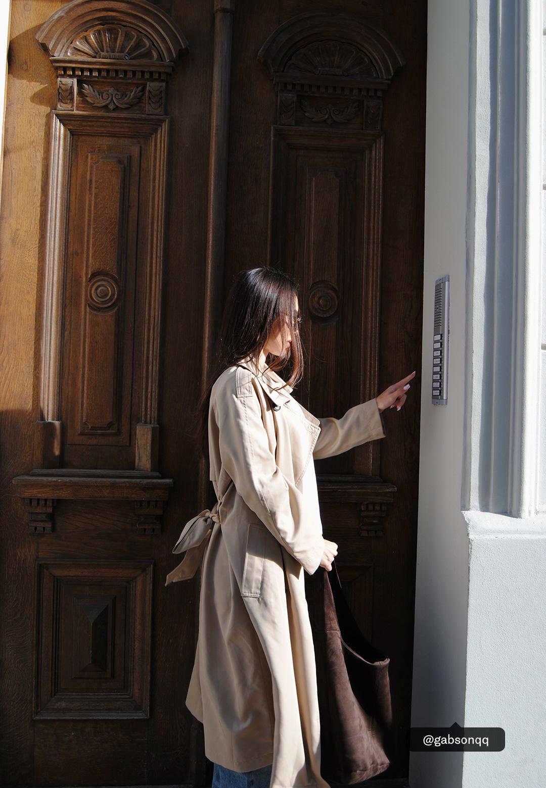 Long flowing trench coat — Stone