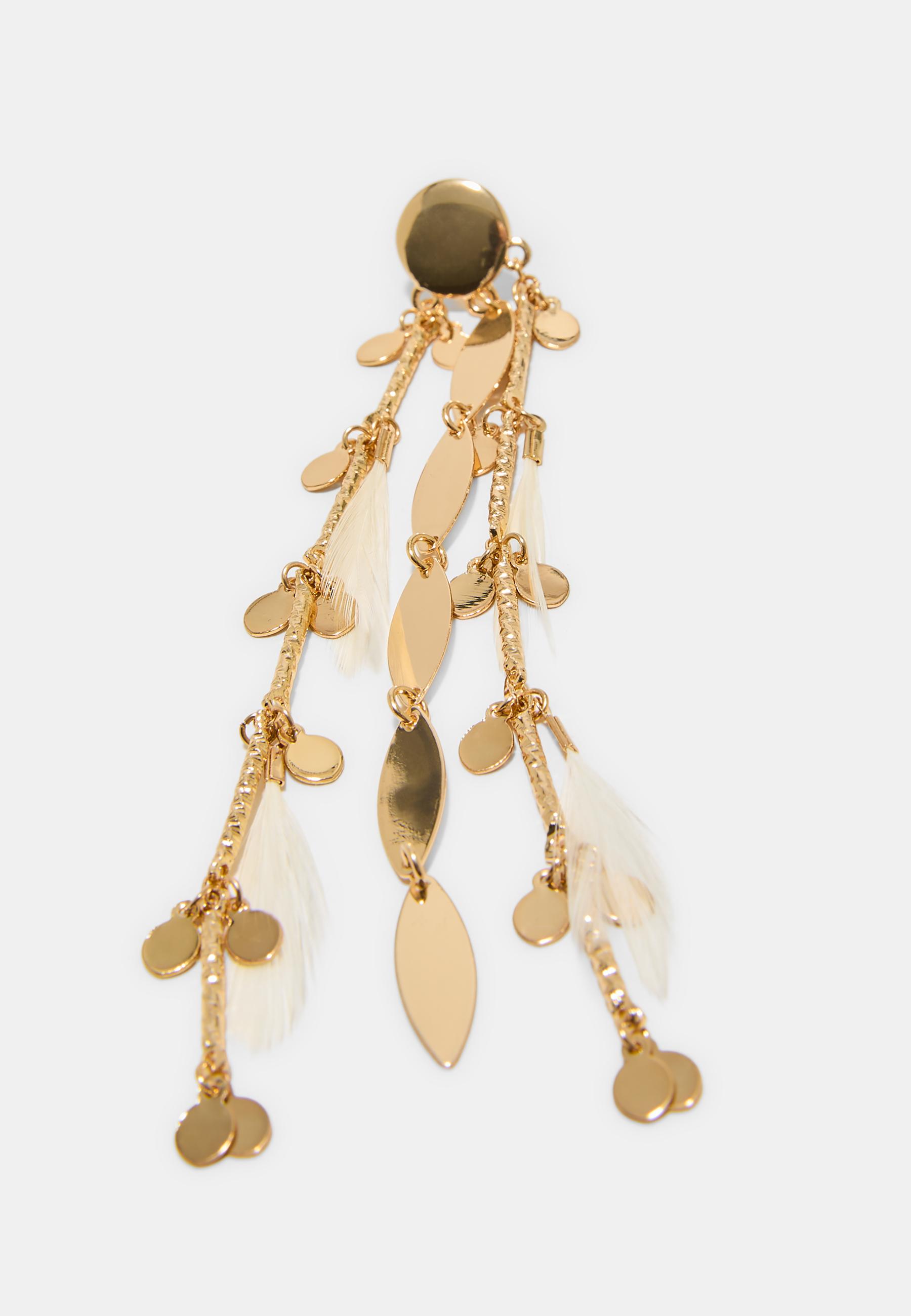 Textured dangle earrings — Gold