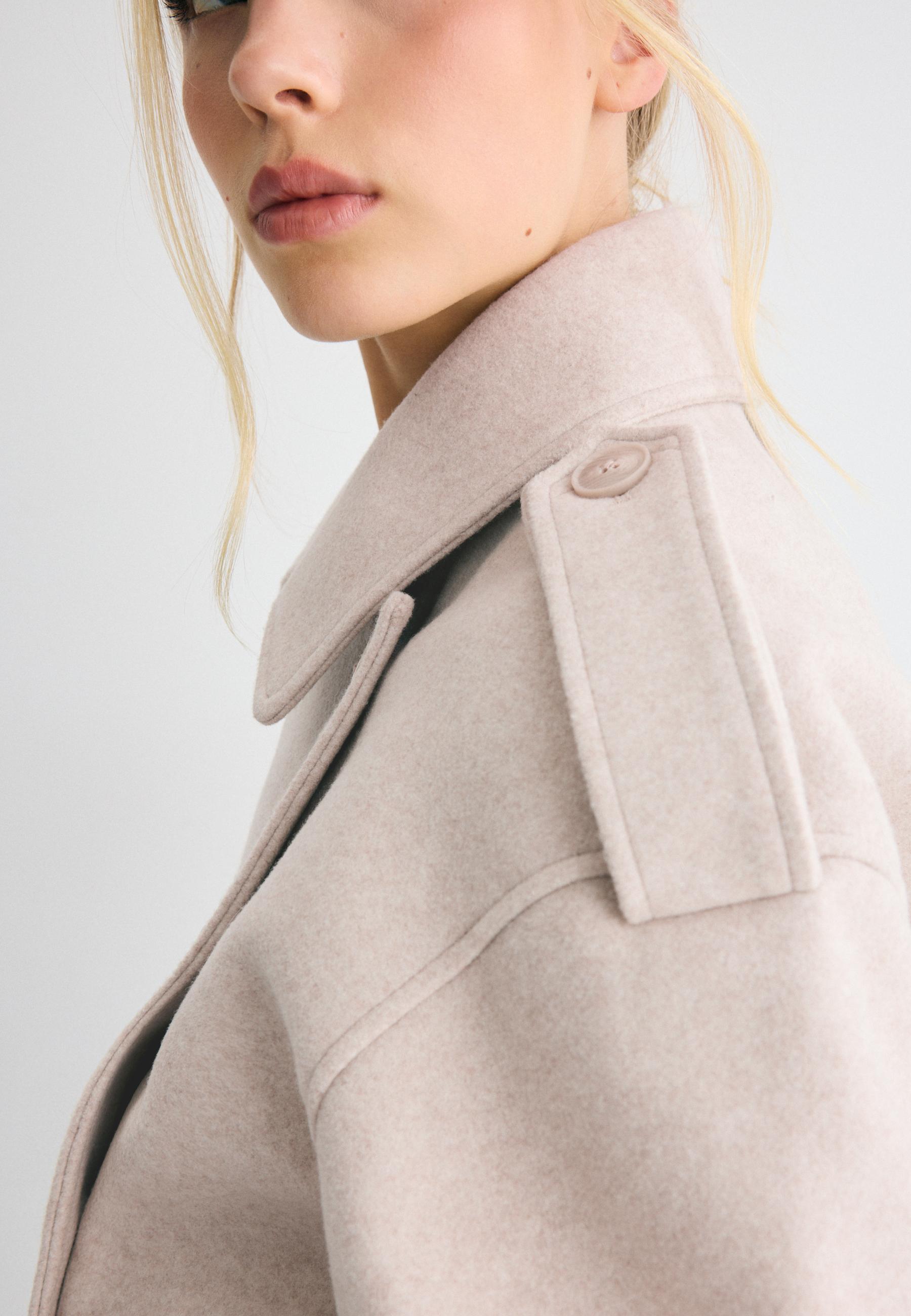Soft-touch oversize trench coat — Ecru