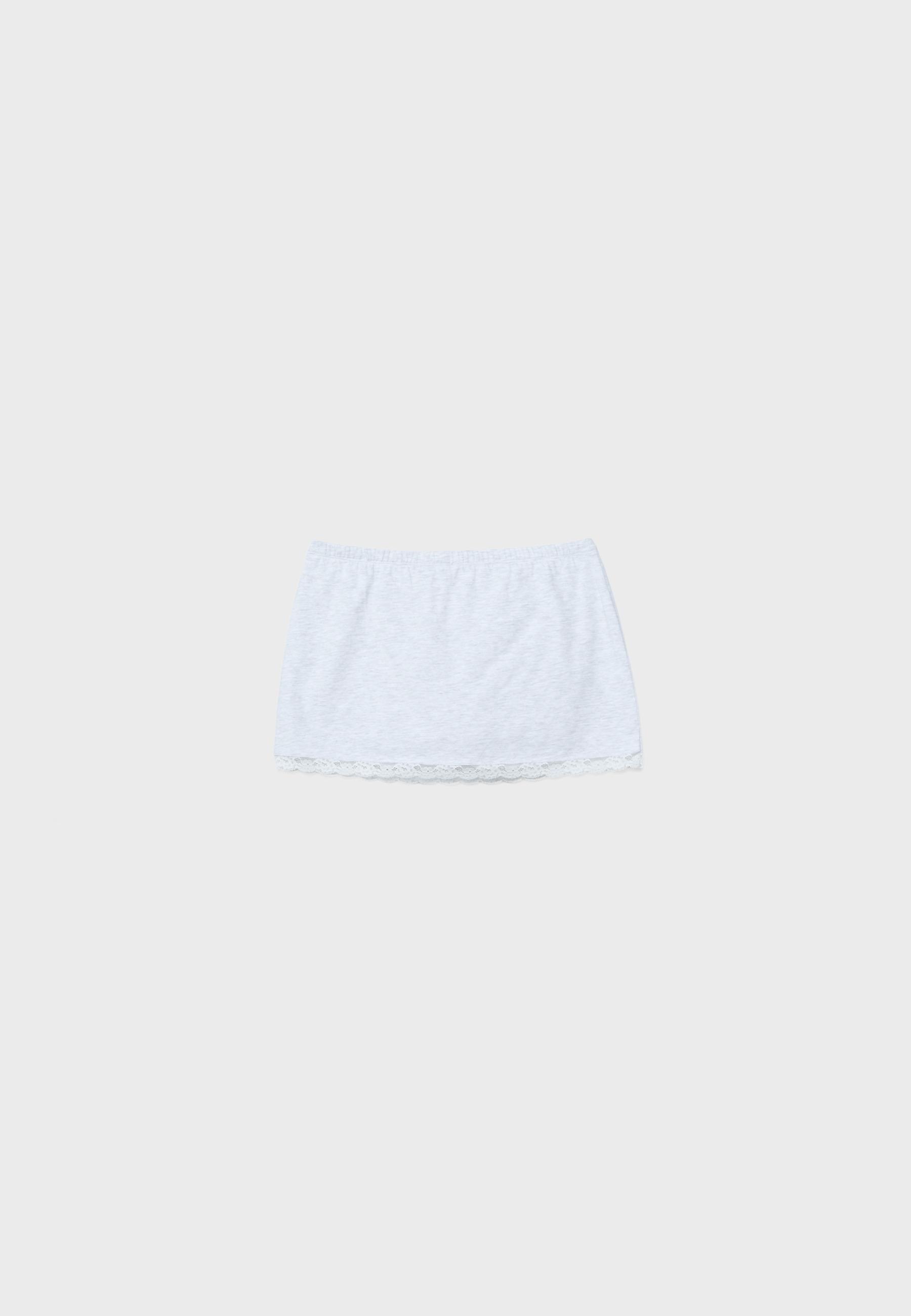 Lace trim mini skort — Grey melange