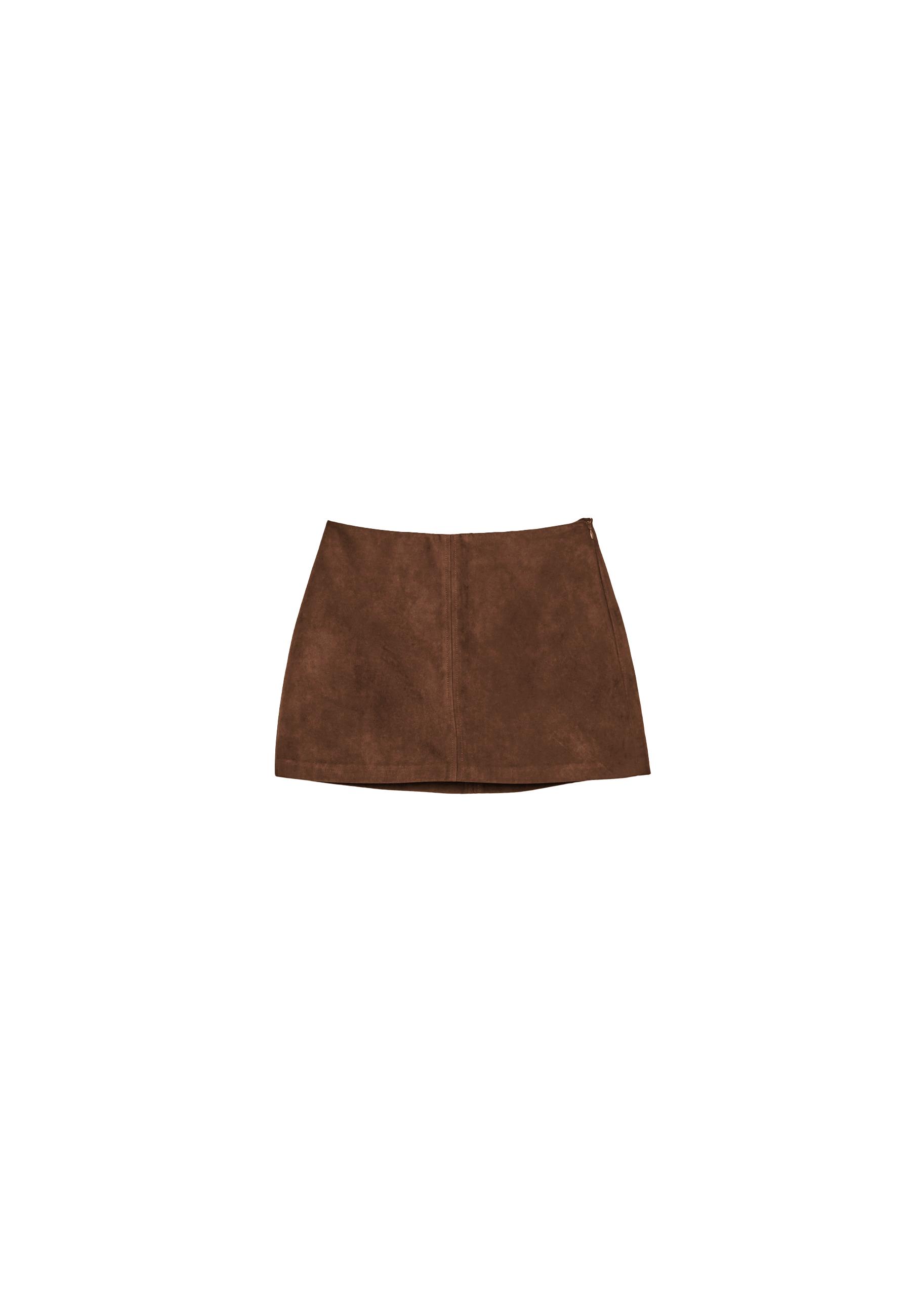 Faux suede mini skort — Brown