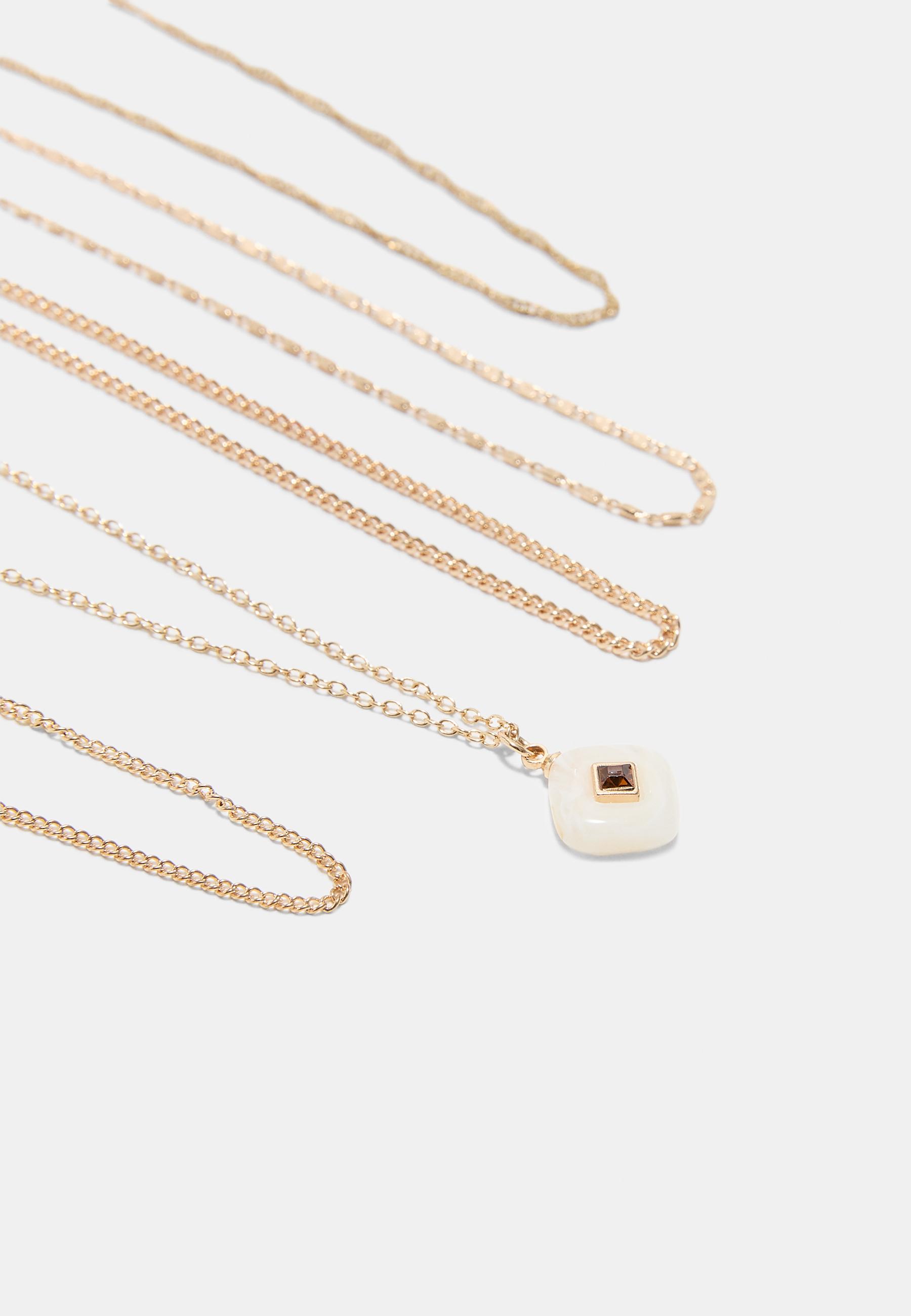 Set of 6 charm necklaces — Gold