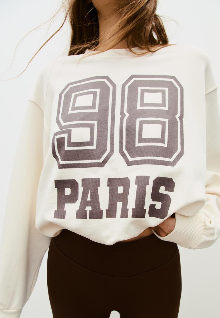 puff sleeve sweatshirt with placement print