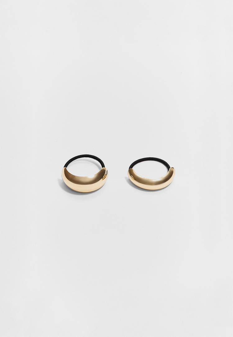 Stradivarius Set De 2 Elastice De Păr Combinate Cu Metal Auriu Os