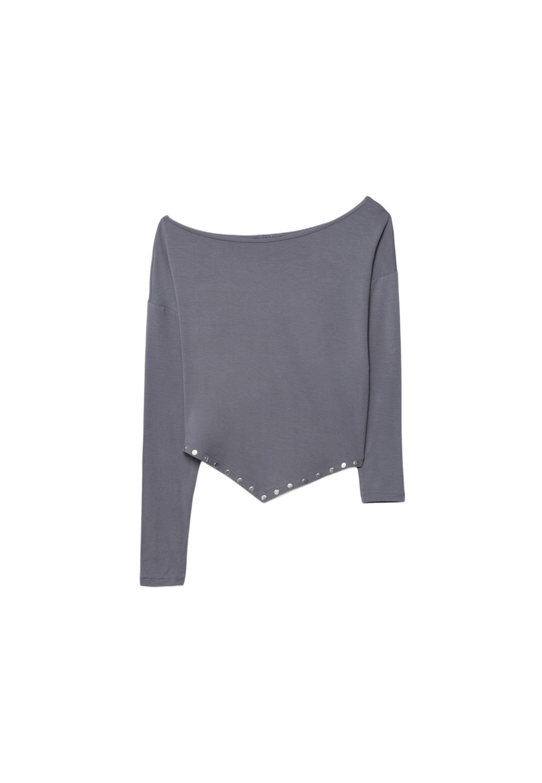 Studded V-neck T-shirt — Dark grey