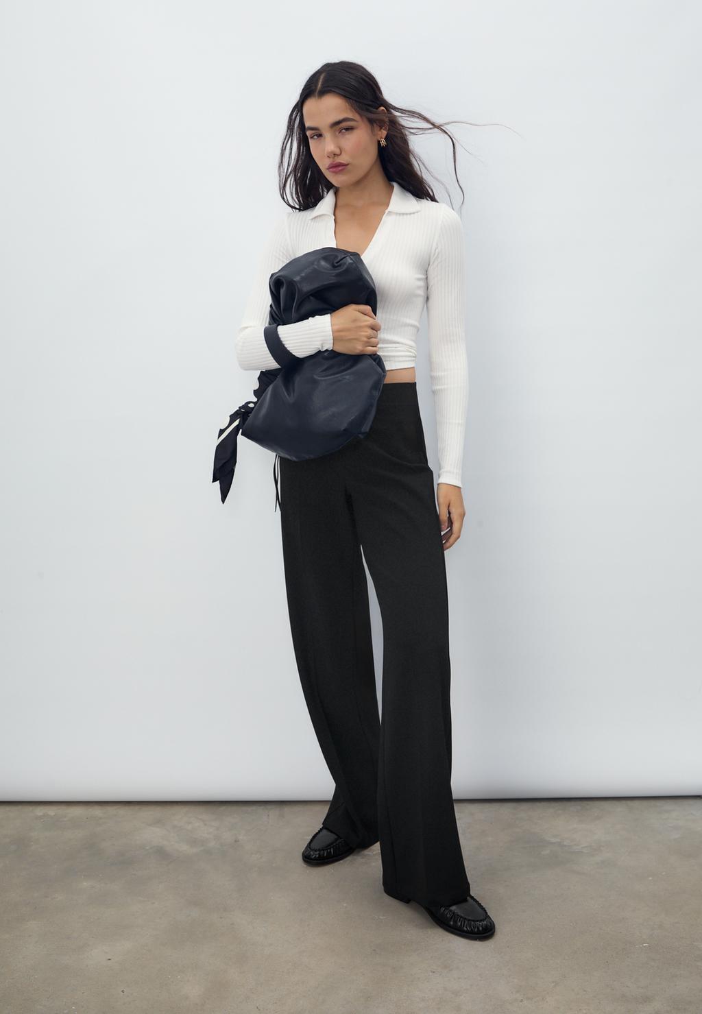 Wide-leg formal wear trousers