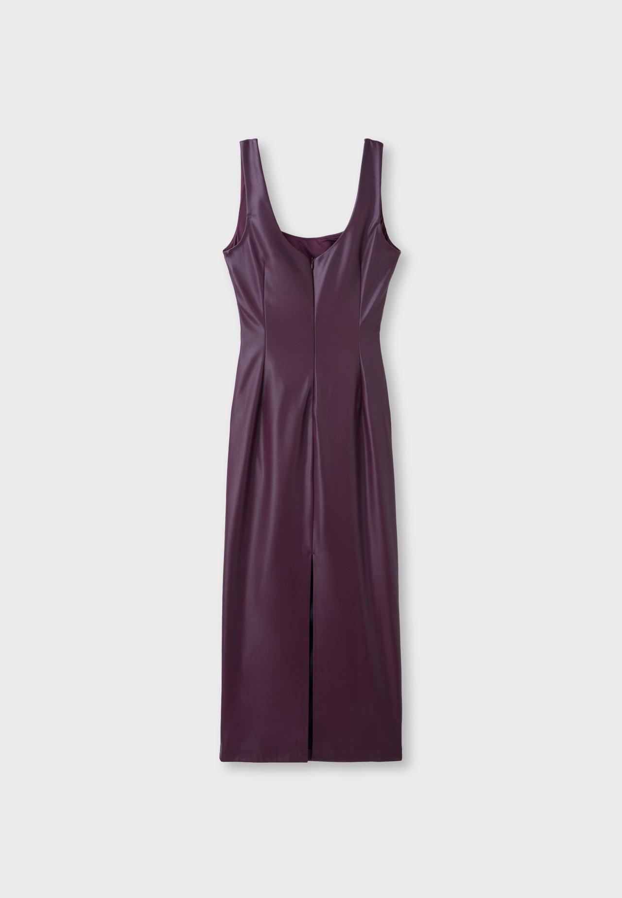 Leather effect midi dress — Purple
