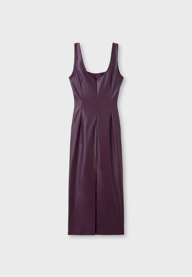 Leather effect midi dress — Purple 8