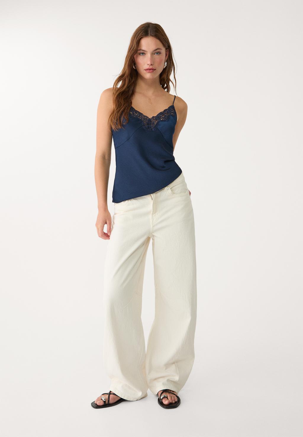Glossy lace top