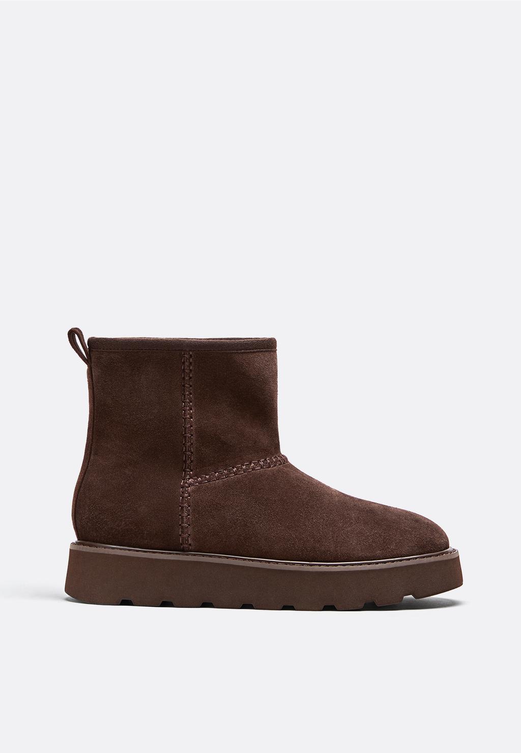 Lederstiefeletten mit Innenfutter aus Kunstfell
