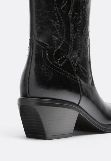 Heeled cowboy ankle boots — BLACK  4