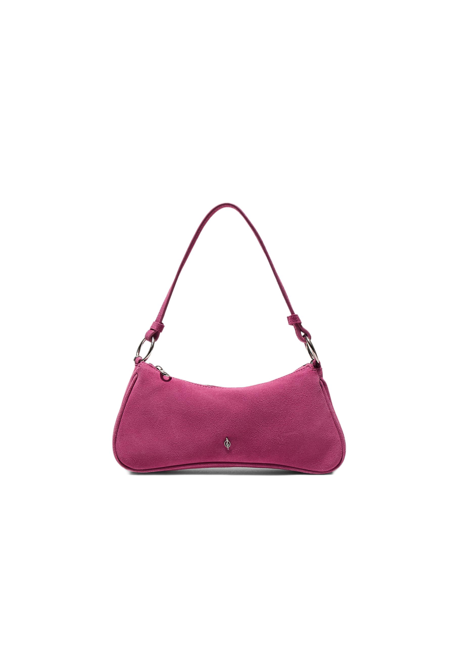 100% leather moon crossbody bag — Fuchsia