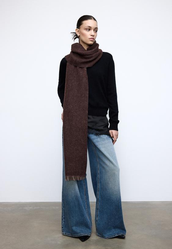 Stradivarius Contrast Scarf Brown Os