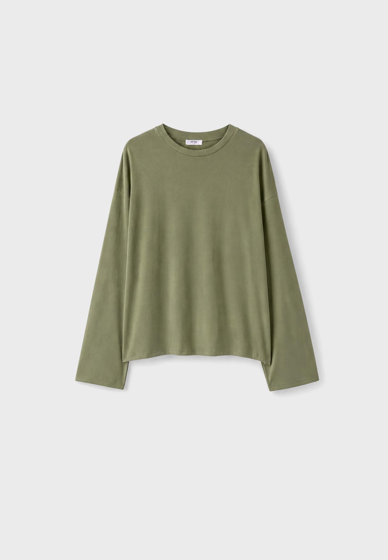 Boxy long sleeve T-shirt — Khaki