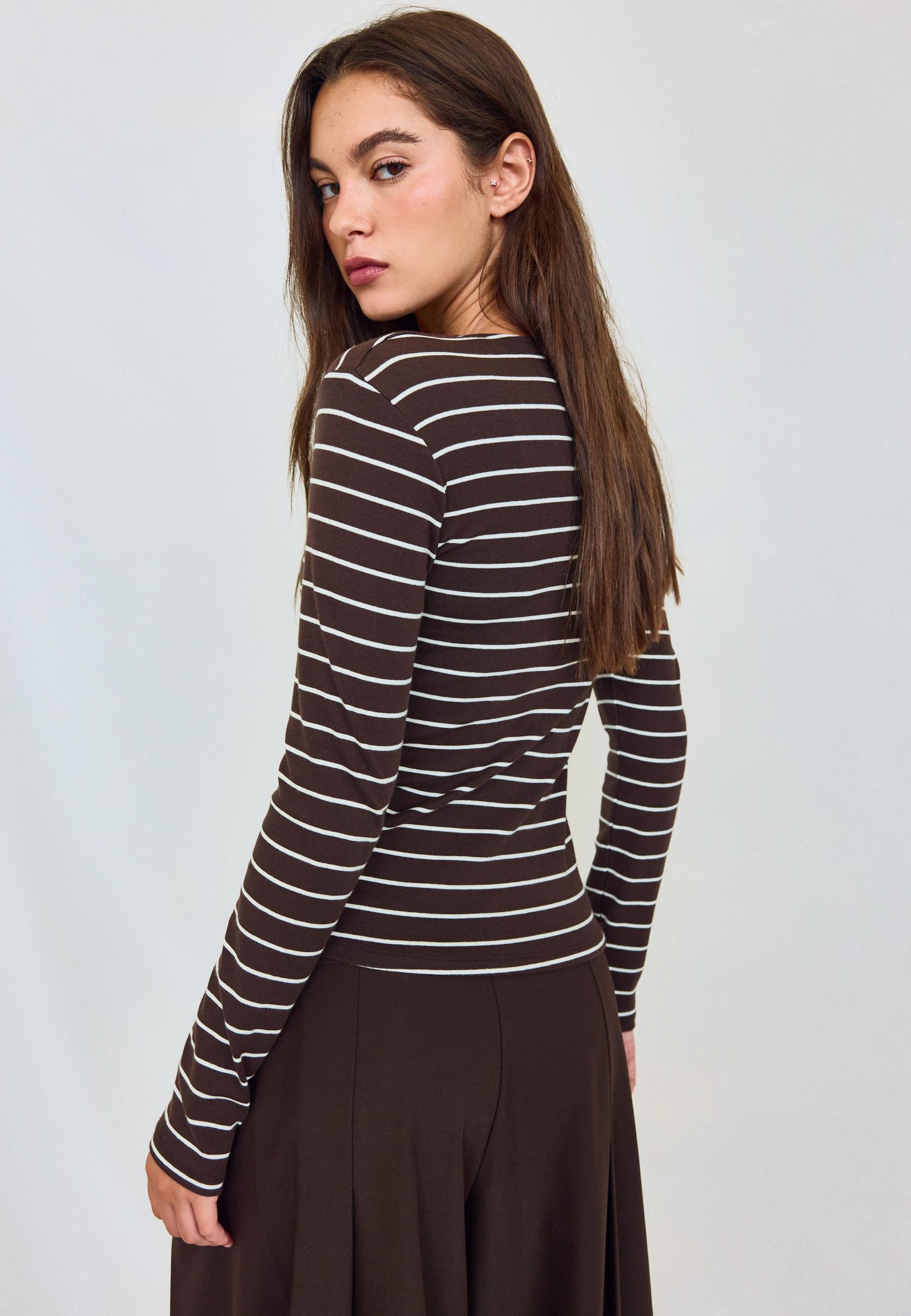 Basic long sleeve T-shirt — Brown