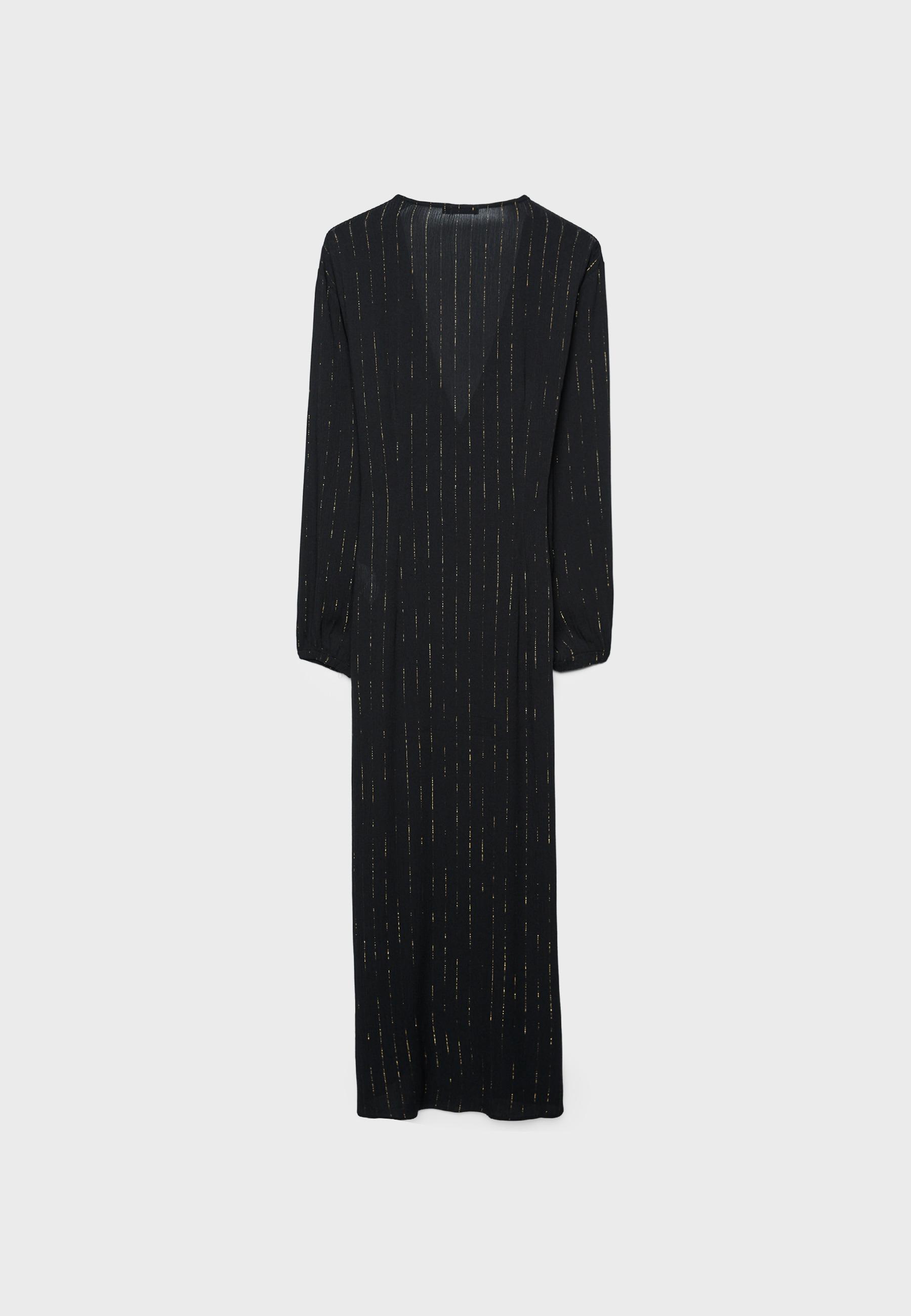 Metallic thread long sleeve midi dress