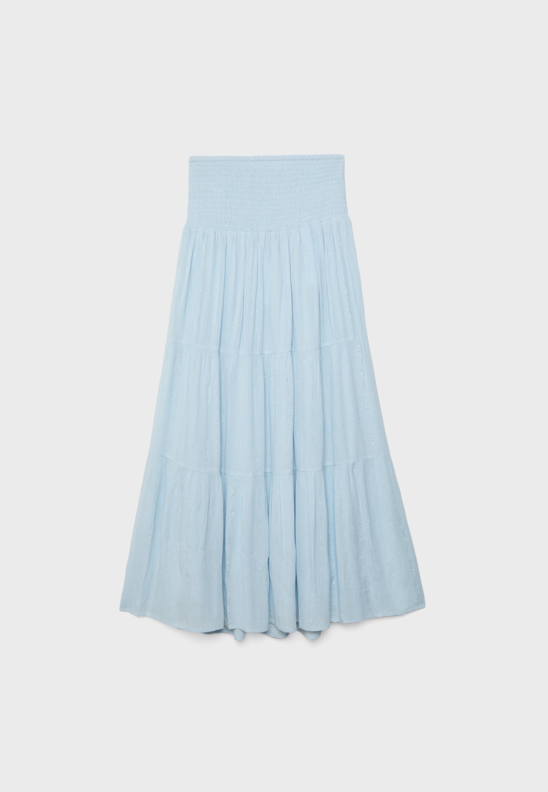 Panelled skirt with metallic thread — Sky blue