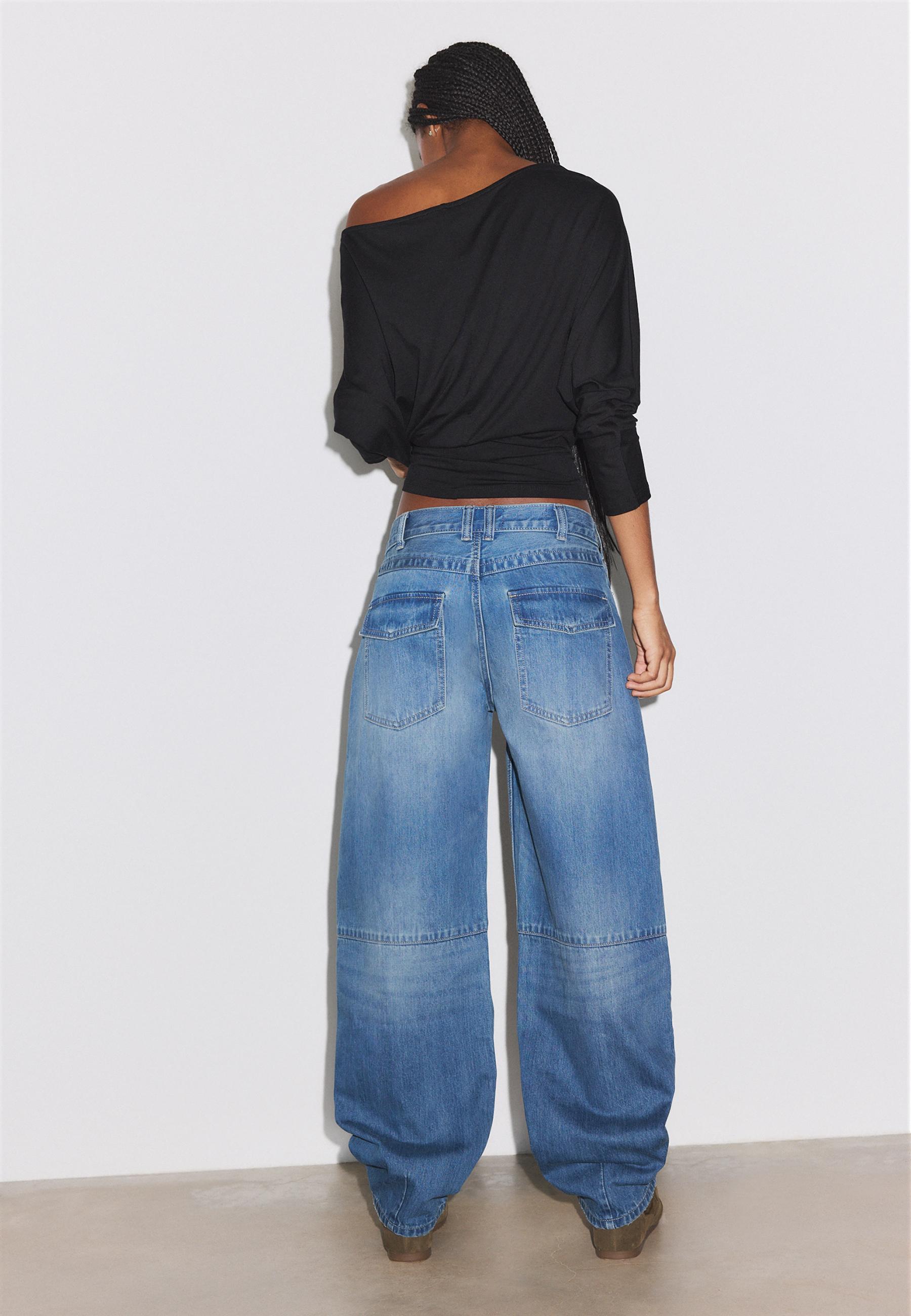 Stradivarius Kruvaze bel barrel jean görsel 2
