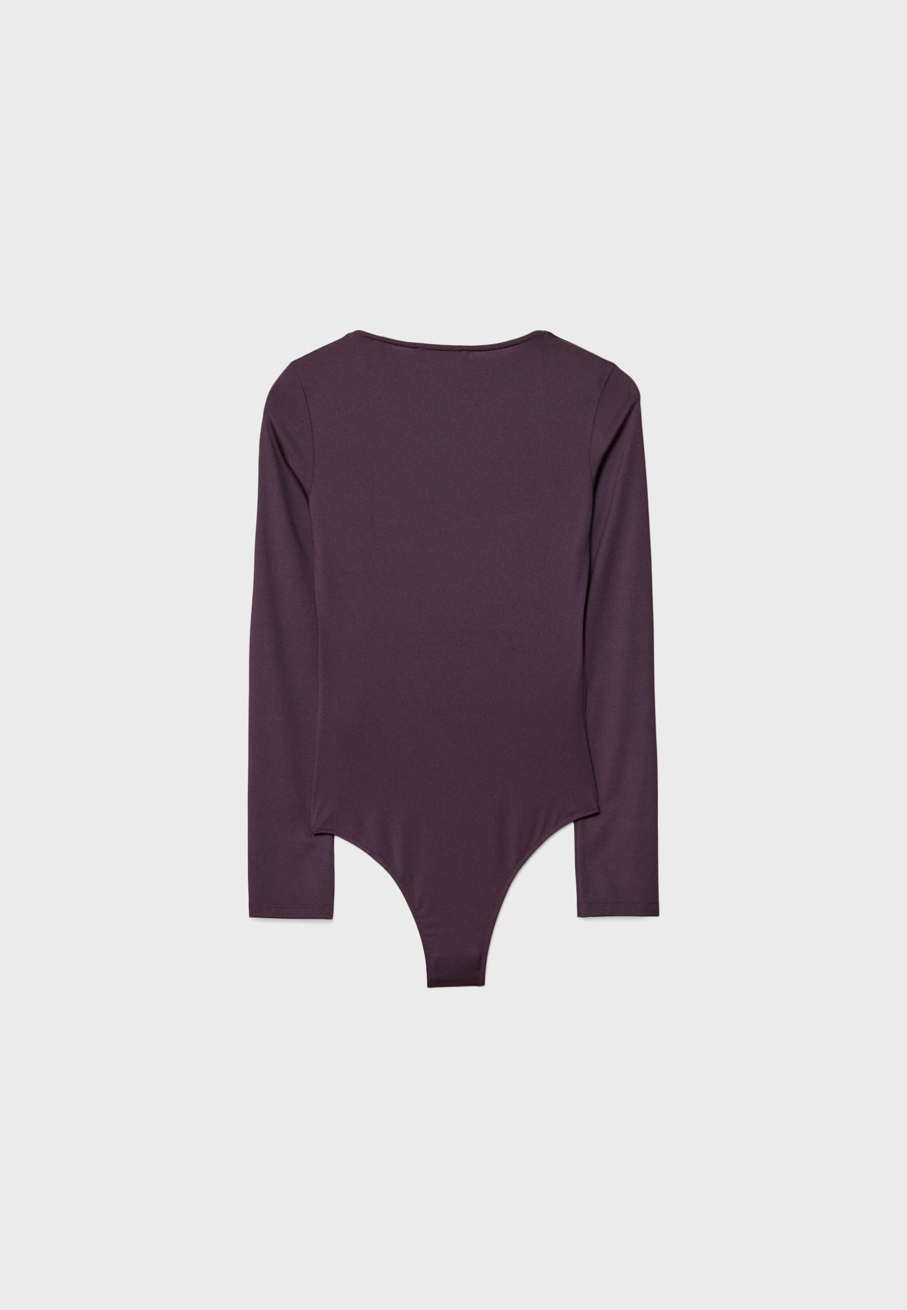 Long sleeve square neck bodysuit — Dark purple