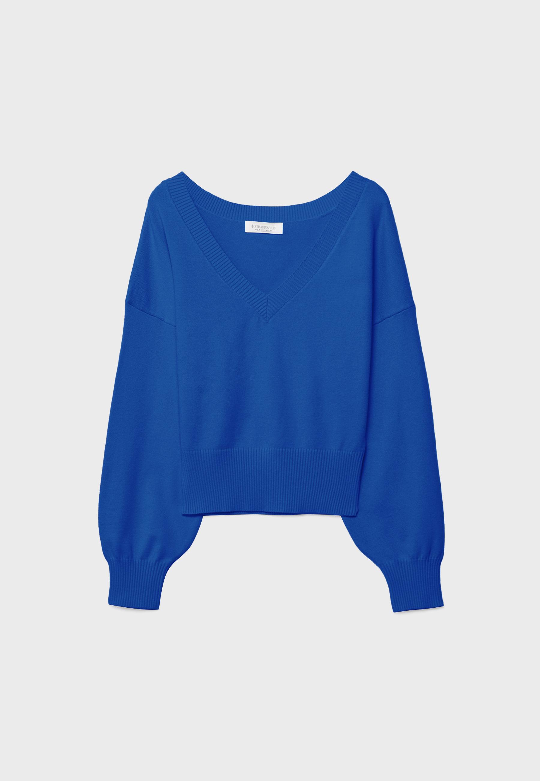 V-neck batwing sleeve jumper — Electric blue