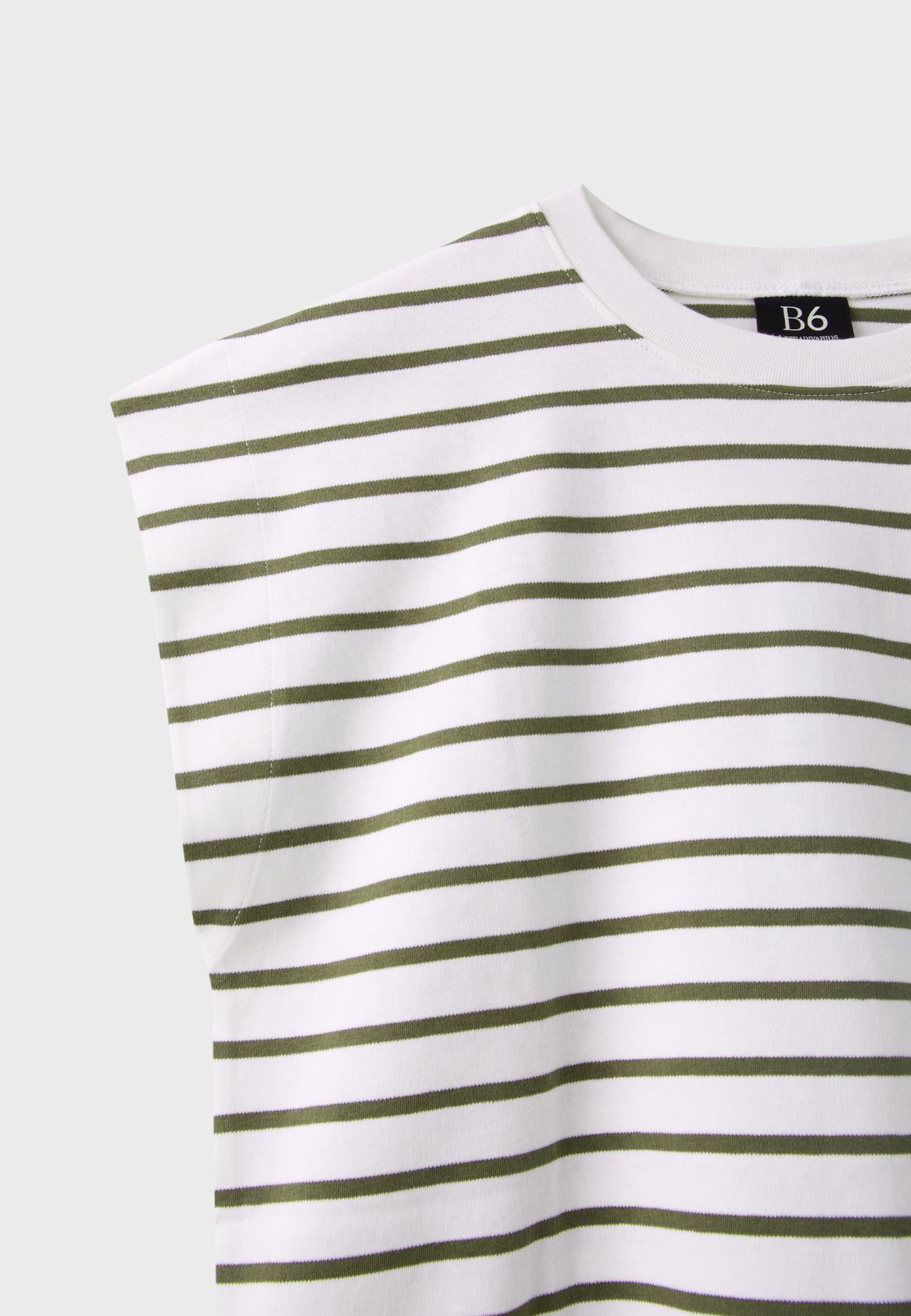 B06 Striped drop sleeve T-shirt — Khaki