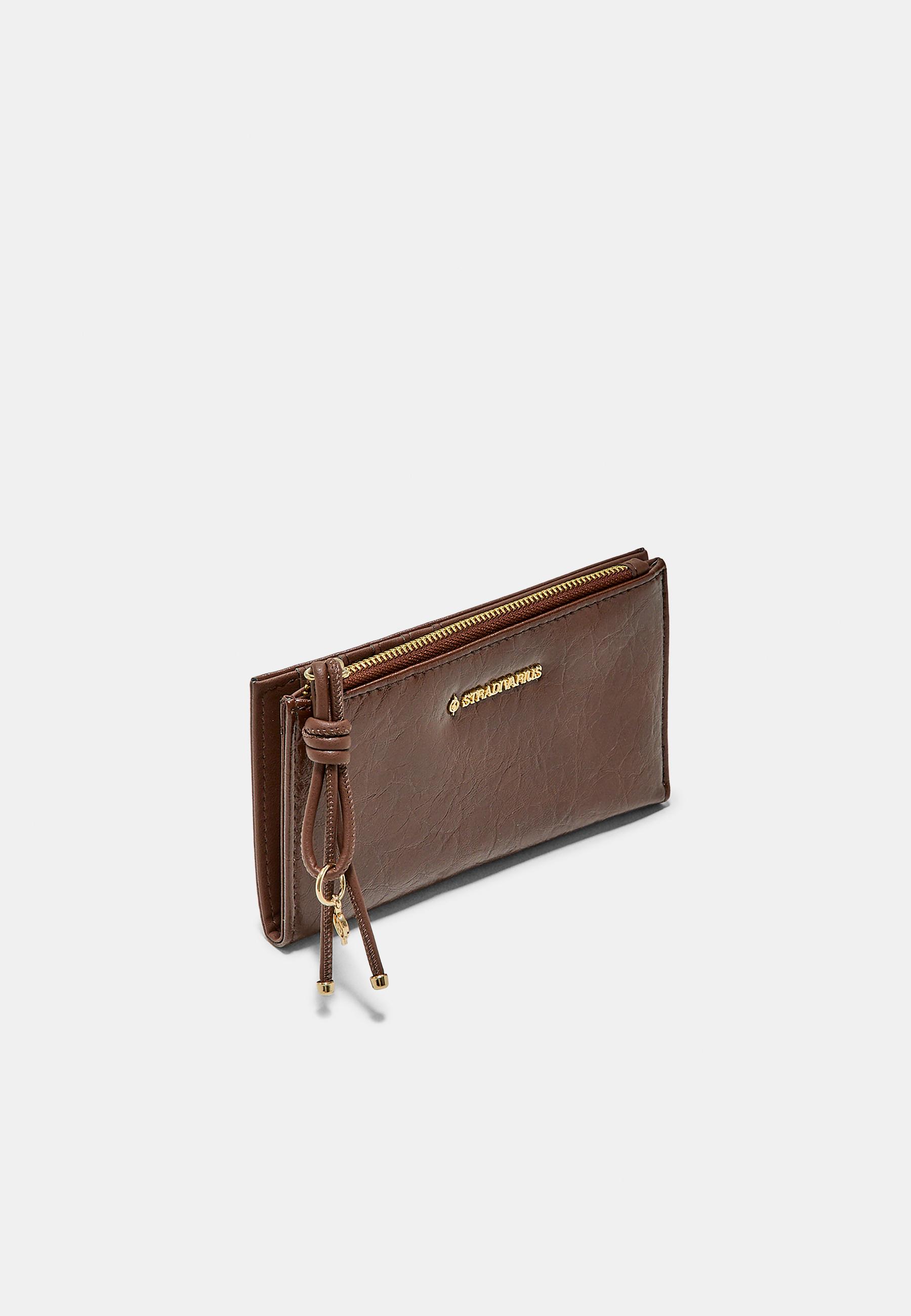 Long wallet with pull detail — Brown