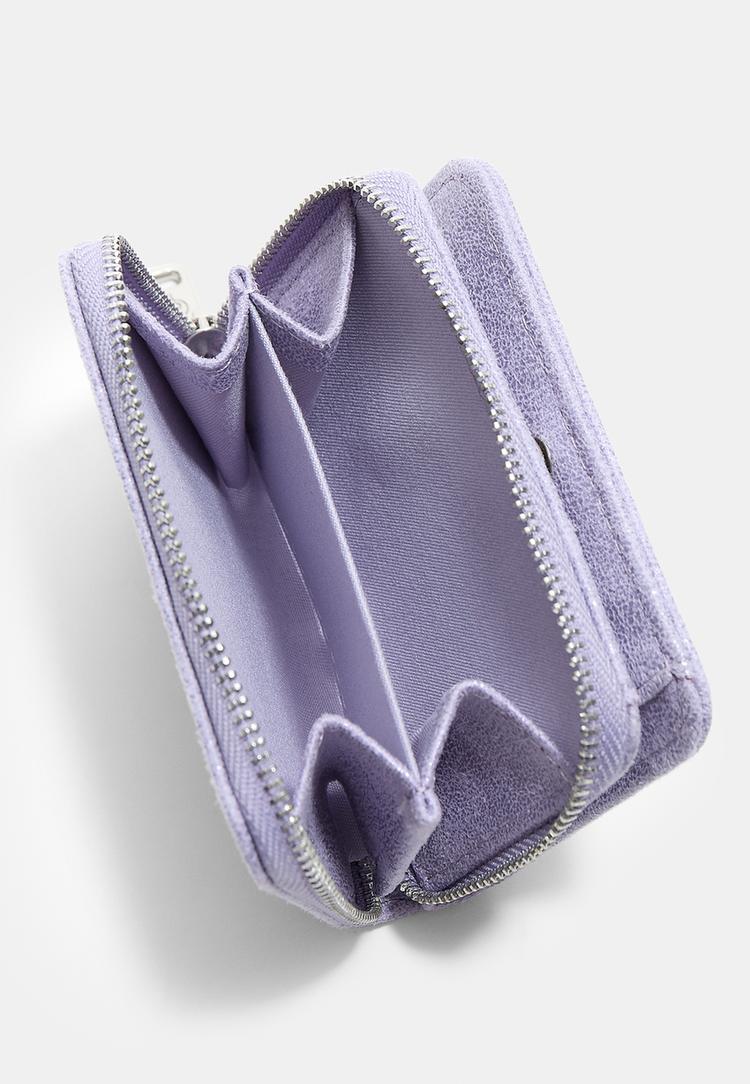 zipped faux suede card holder purse