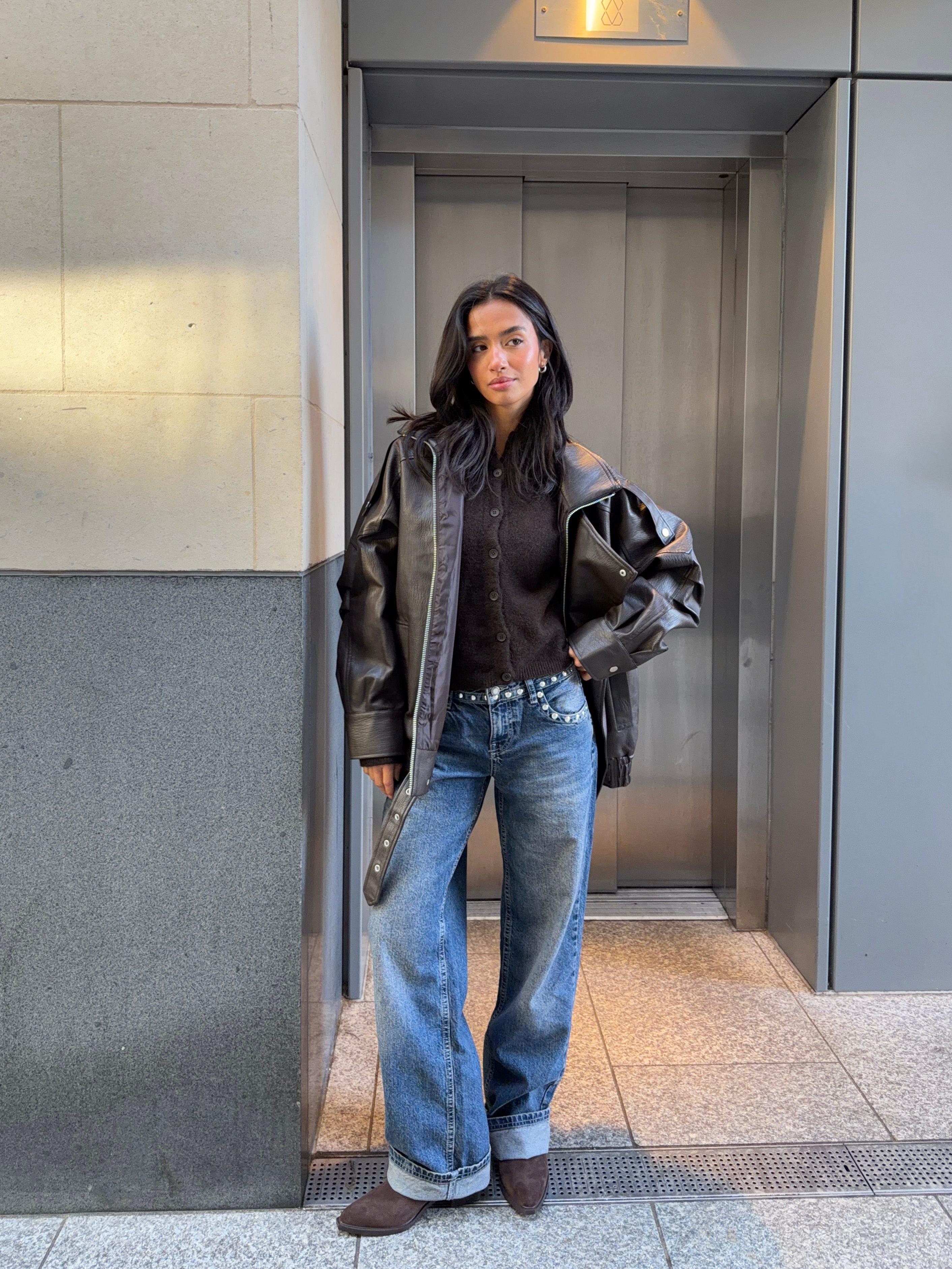 Stradivarius Suni deri oversize ceket