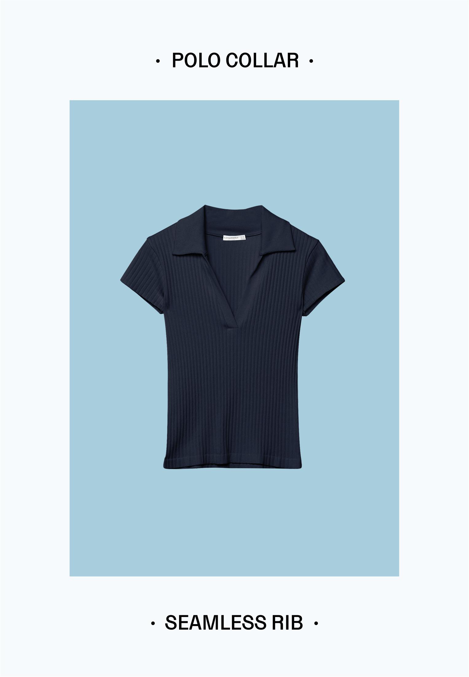 Basic dikişsiz polo t-shirt - Görsel 10