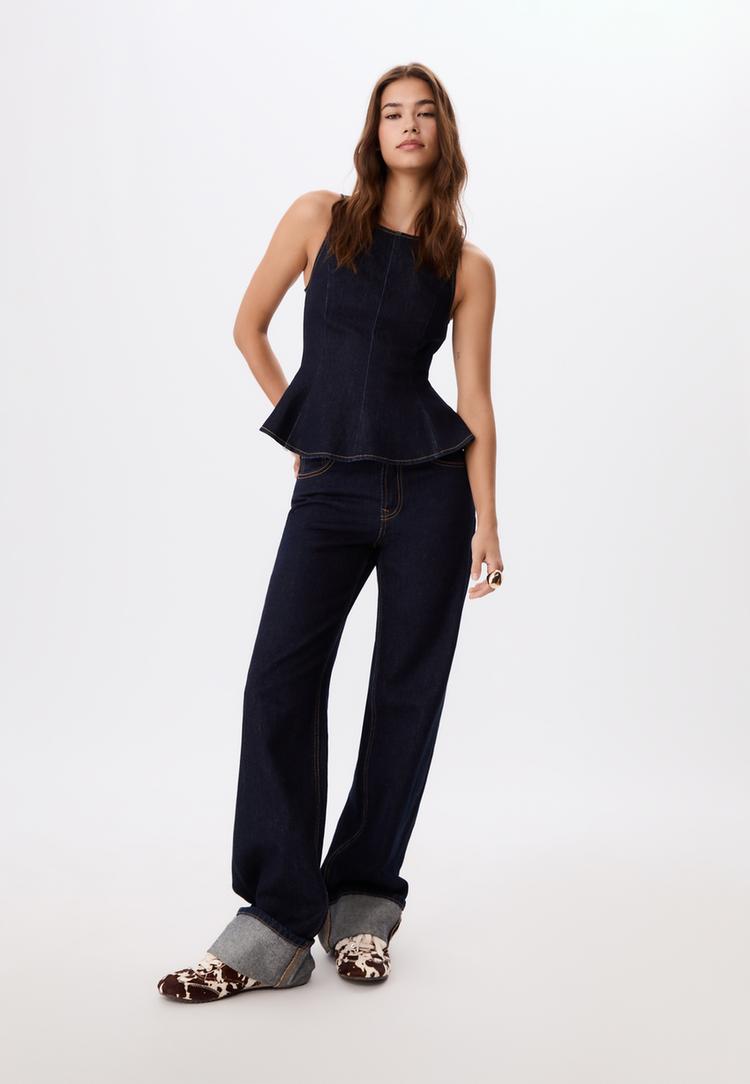 Stradivarius Ärmlös Peplumtopp I Jeans S