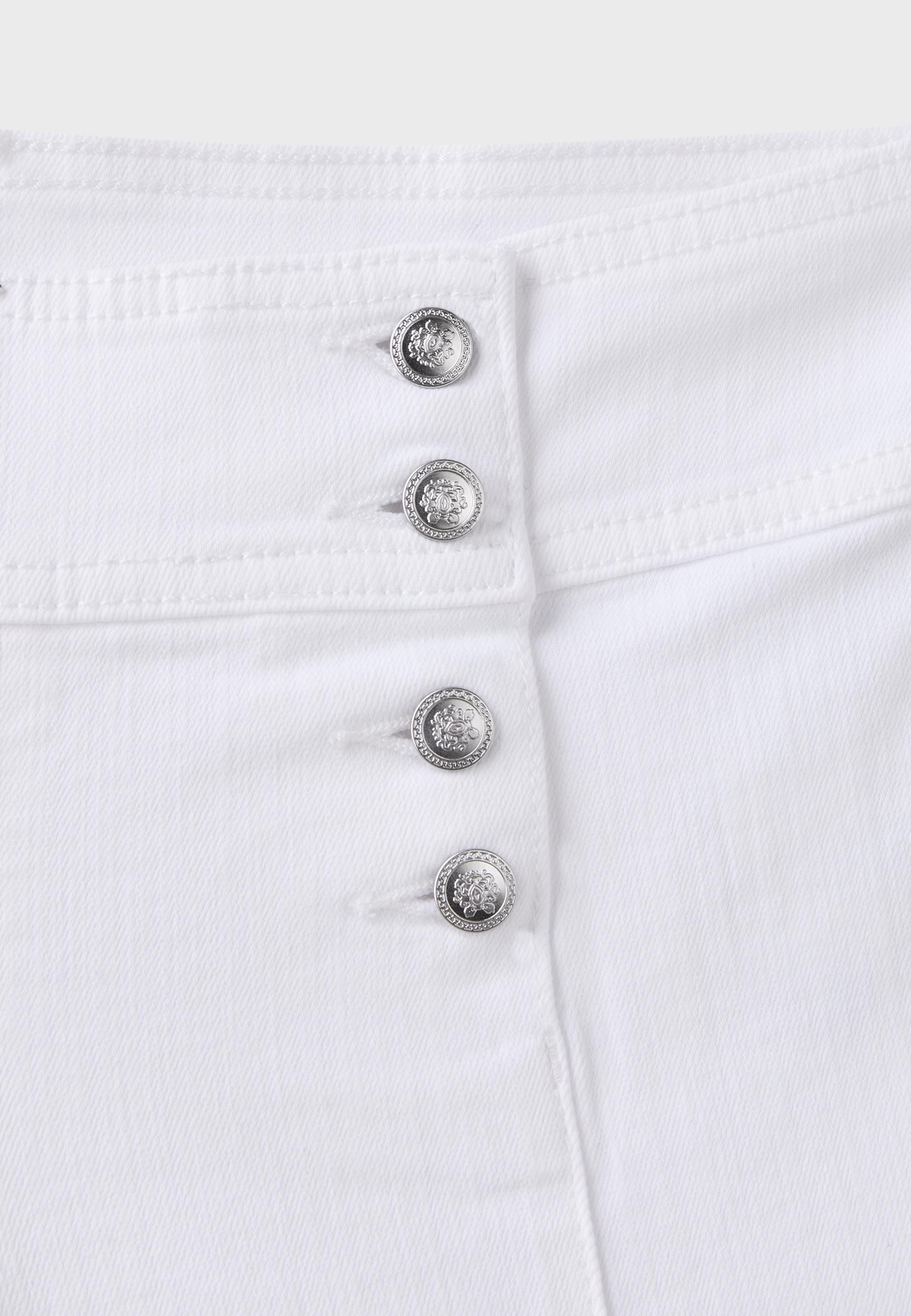 Button-detail denim shorts
