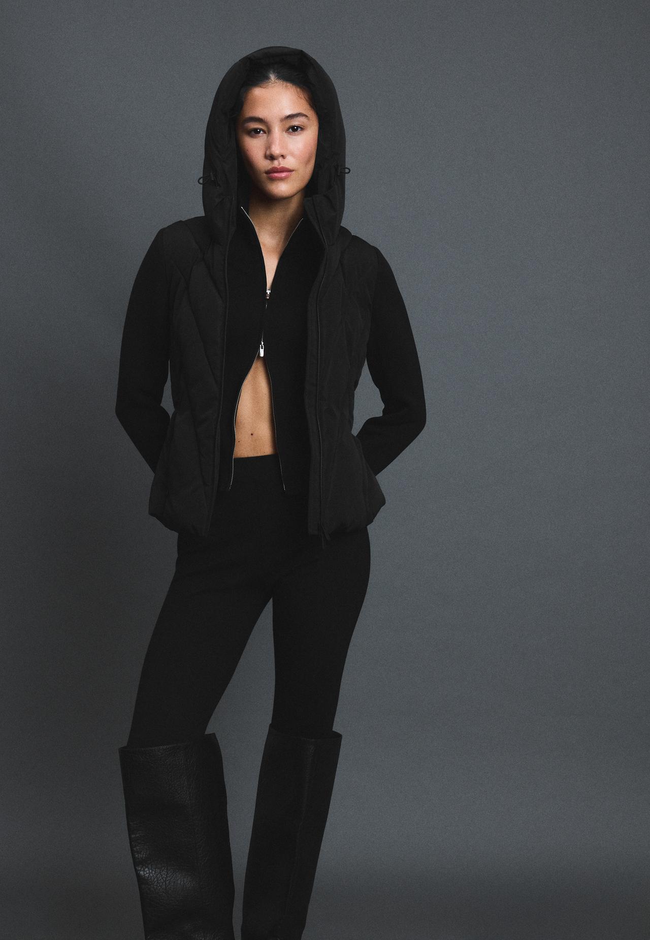 Neoprene sleeve quilted jacket — Black