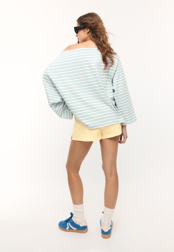 Stradivarius Striped Long Sleeve T-Shirt Vanilla M