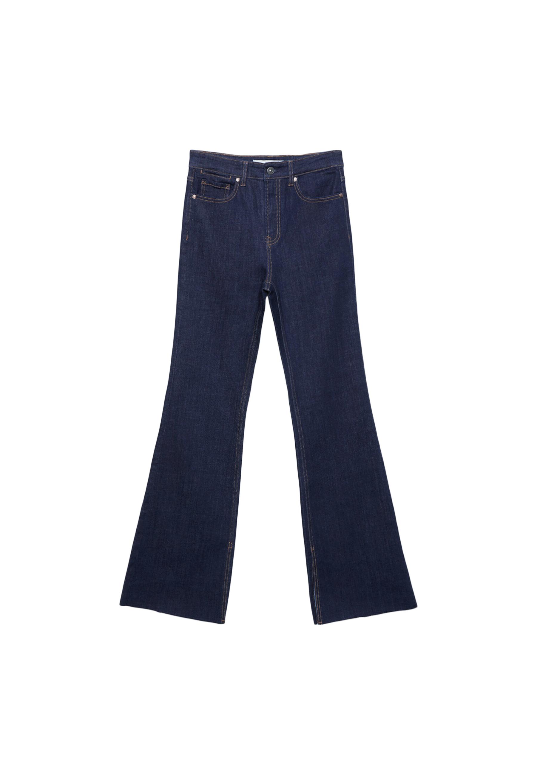 D74 Bell bottom jeans with split — RINSE BLUE DENIM