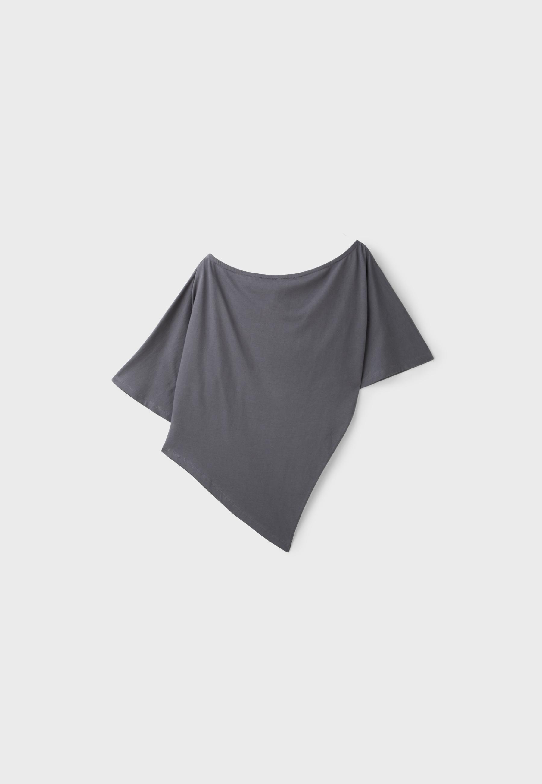 Gathered printed T-shirt — Dark grey