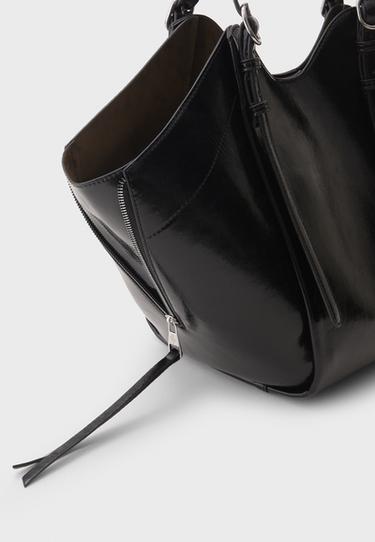 Shoulder shopper bag with buckles — Black 5